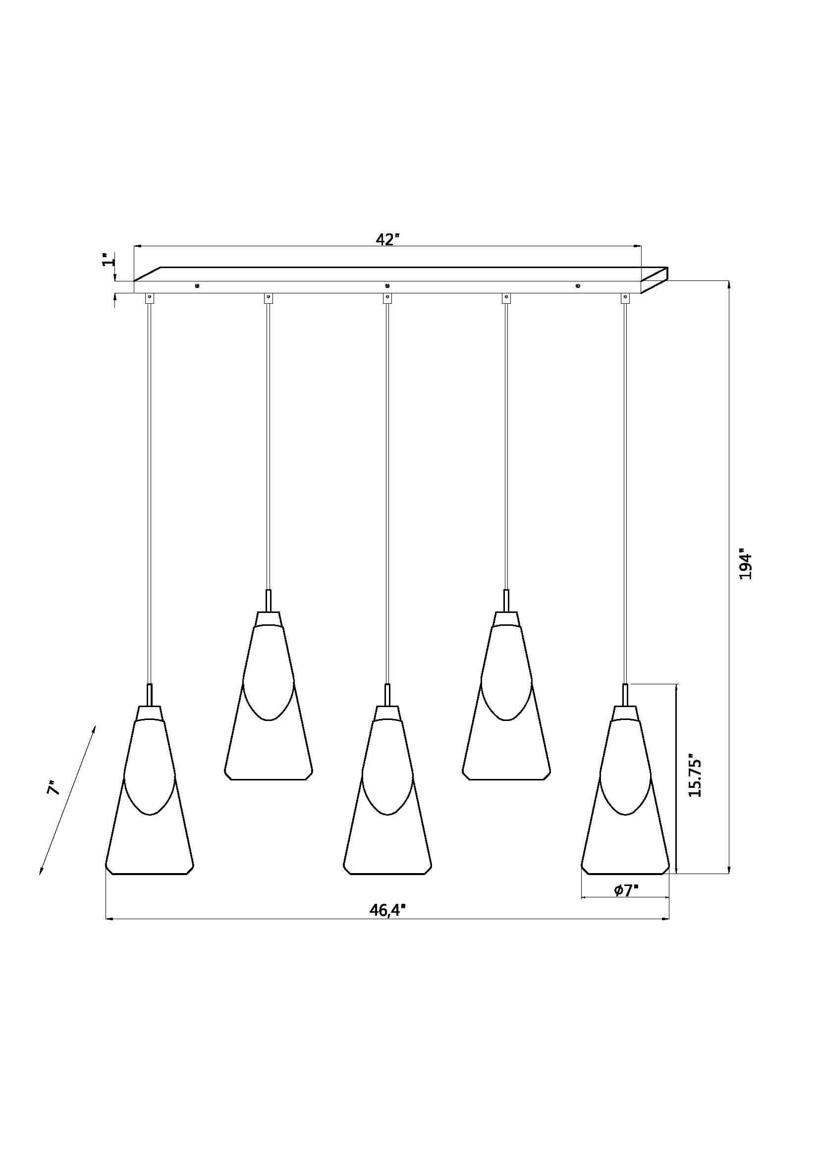 Aimie 5 Light Linear Chandelier Modern Gold