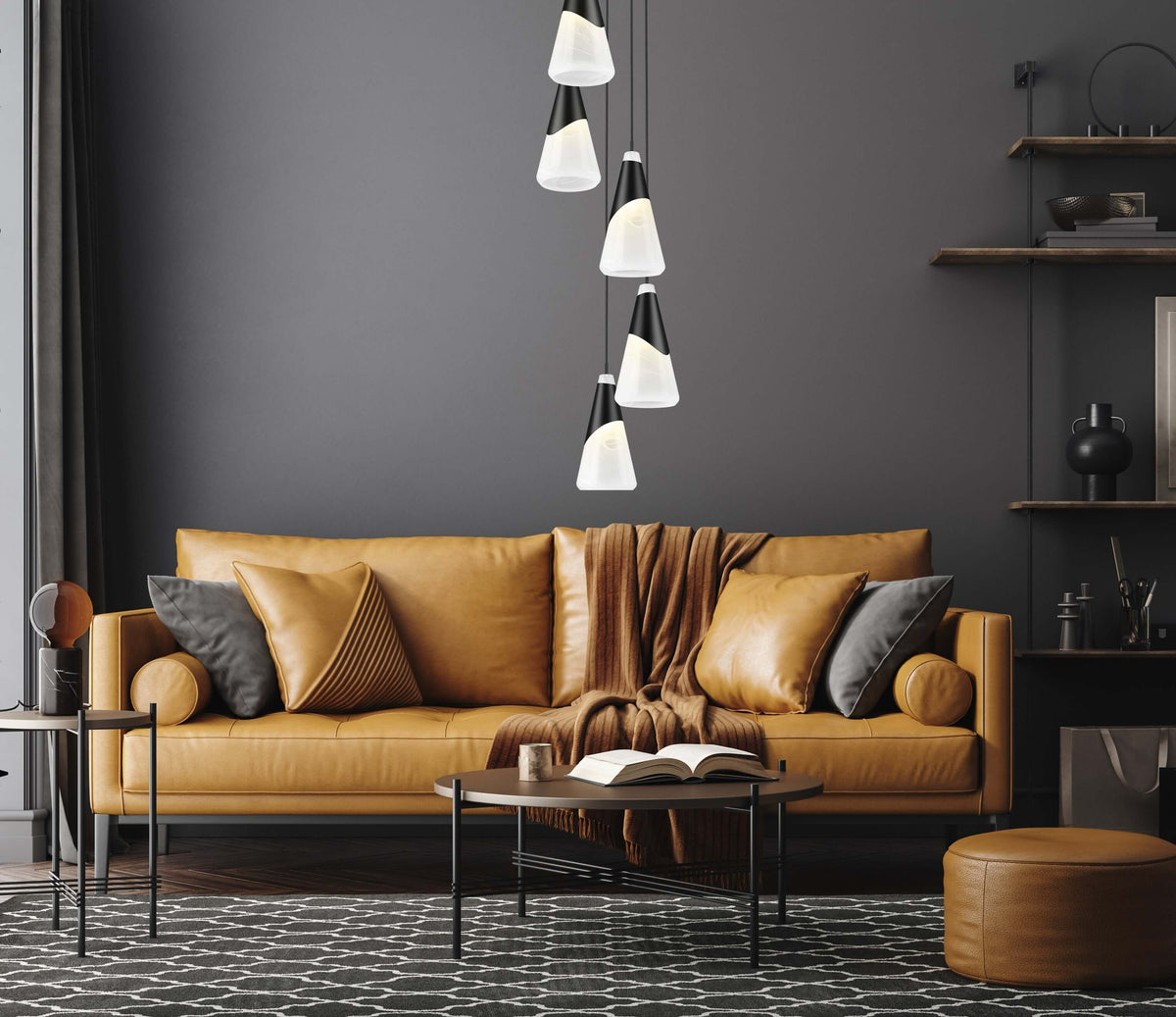 Aimie 5 Light Chandelier Matte Black
