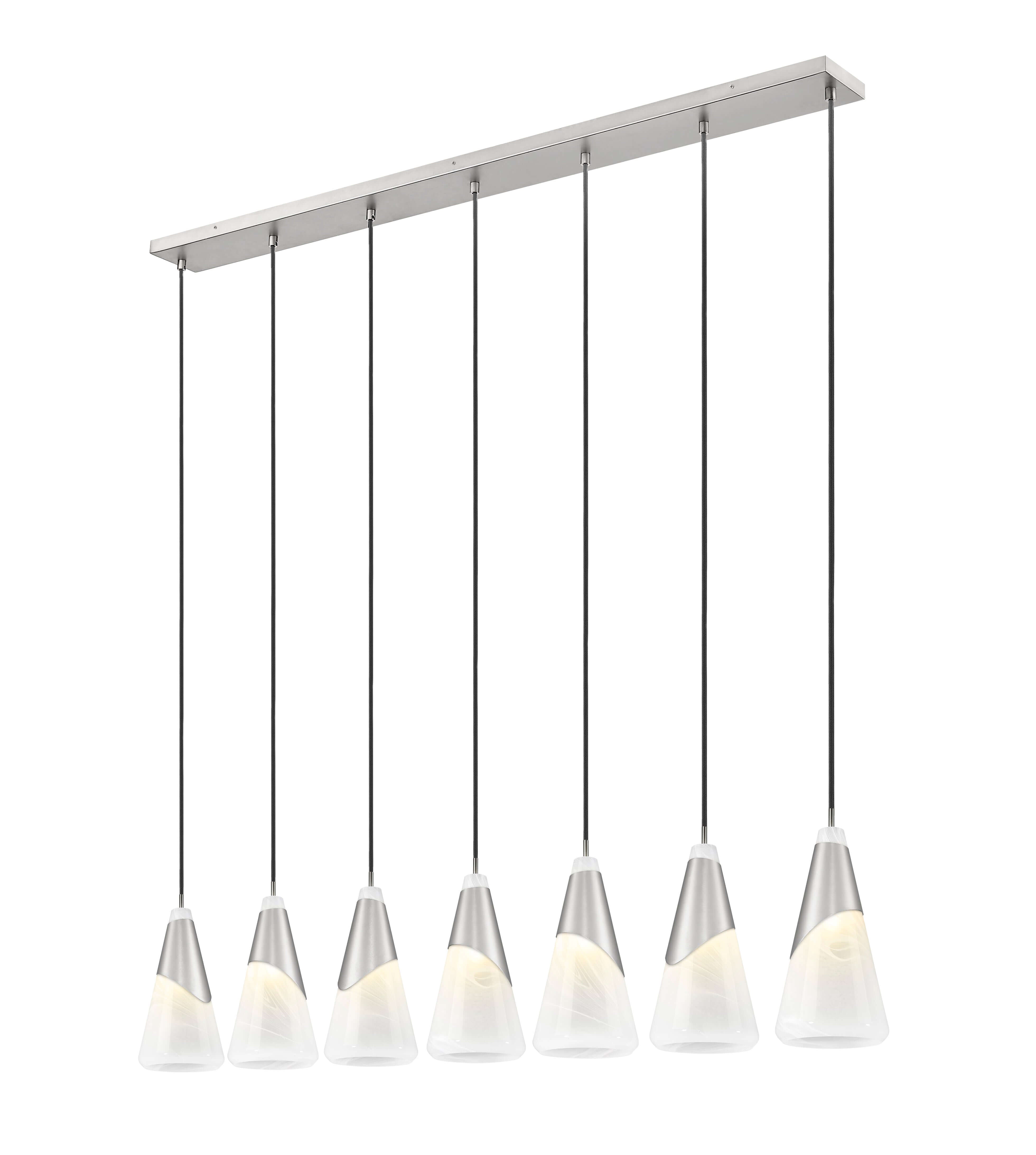 Aimie 7 Light Linear Chandelier Brushed Nickel