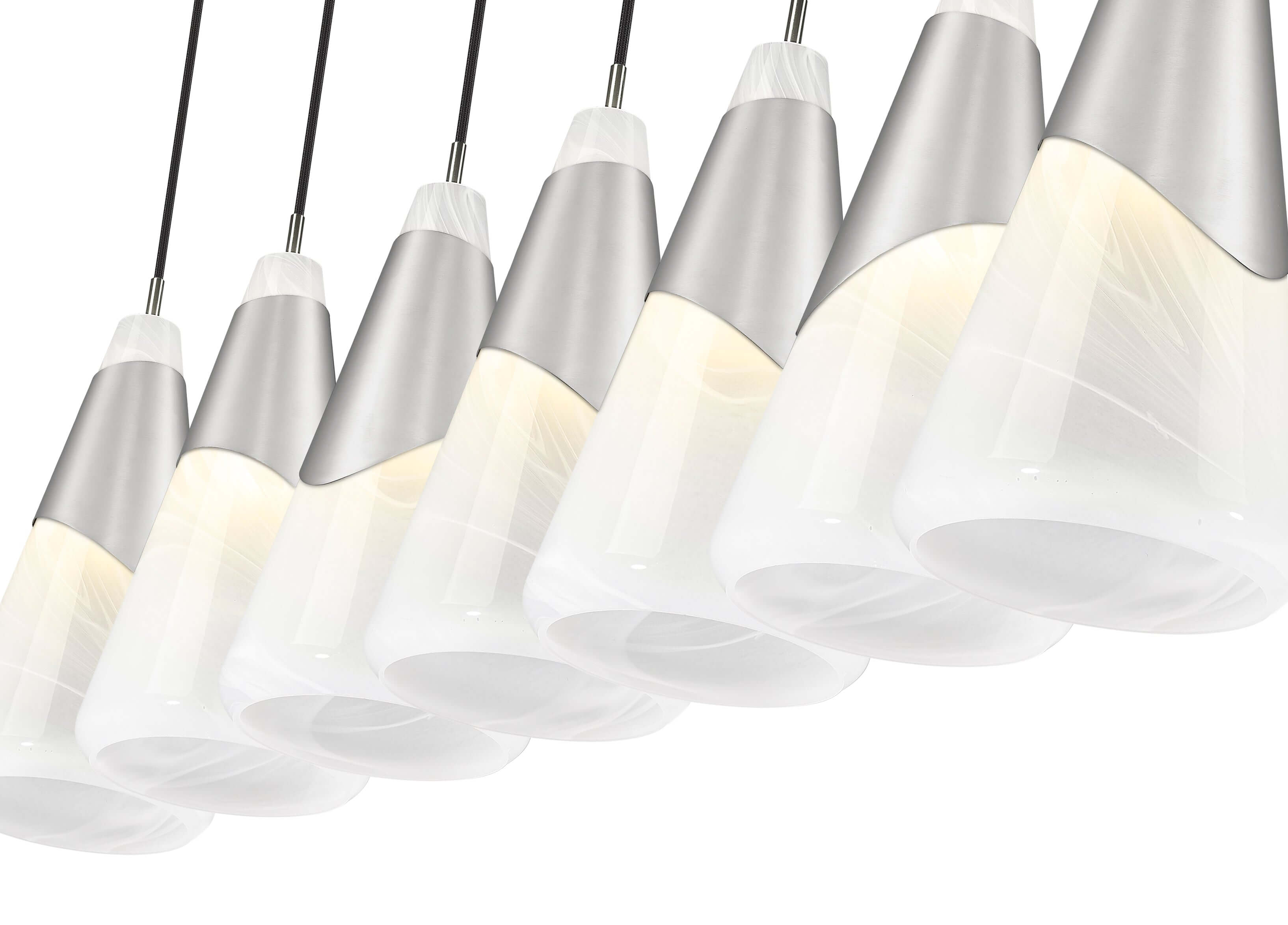 Aimie 7 Light Linear Chandelier Brushed Nickel