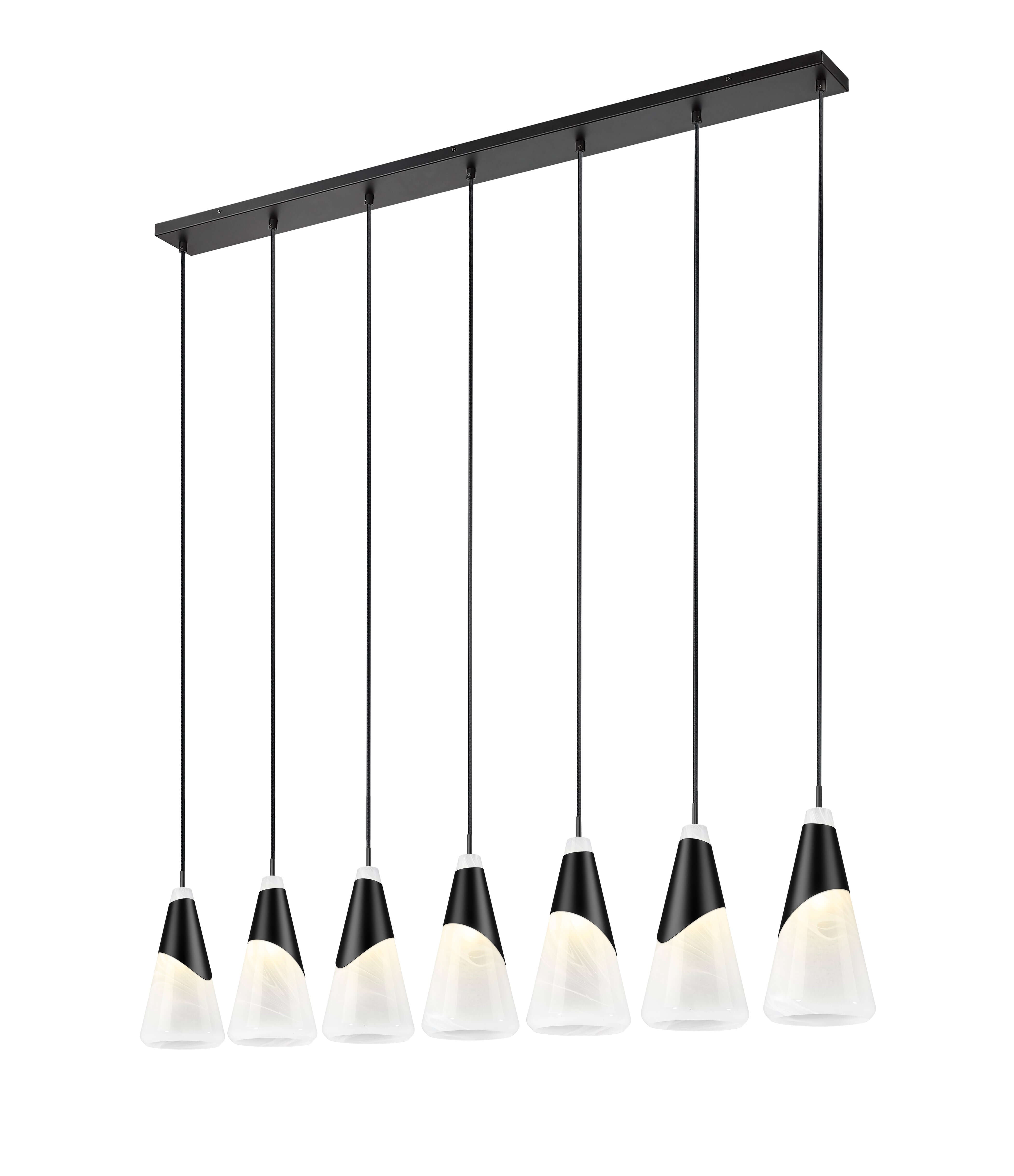 Aimie 7 Light Linear Chandelier Matte Black