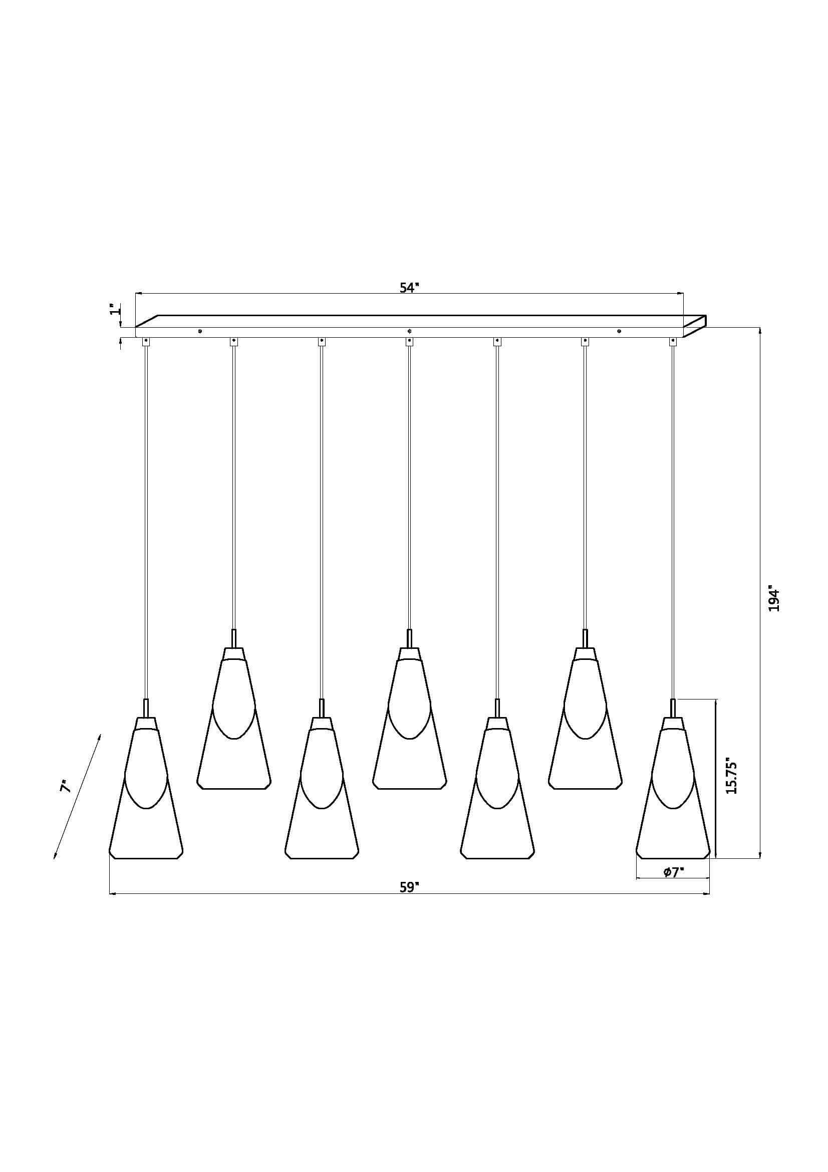 Aimie 7 Light Linear Chandelier Modern Gold