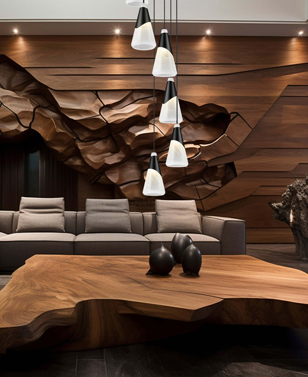 Aimie 7 Light Chandelier Matte Black