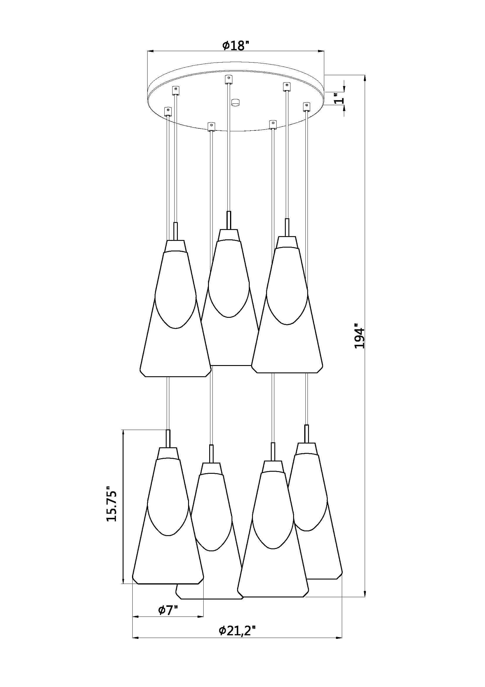 Aimie 7 Light Chandelier Modern Gold