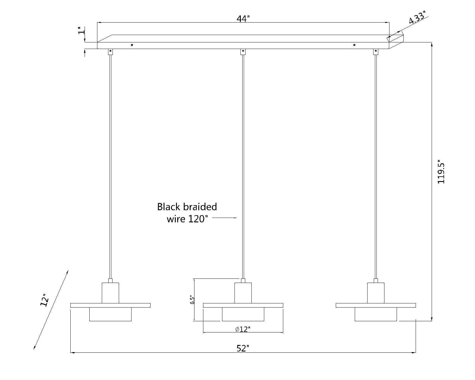 Ludo LED 3 Light Linear Chandelier Brushed Nickel
