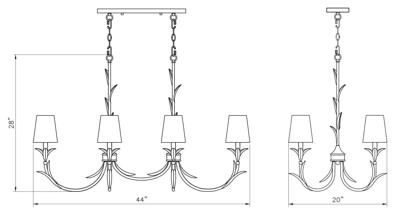 Aslin 6 Light Linear Chandelier Gold Leaf