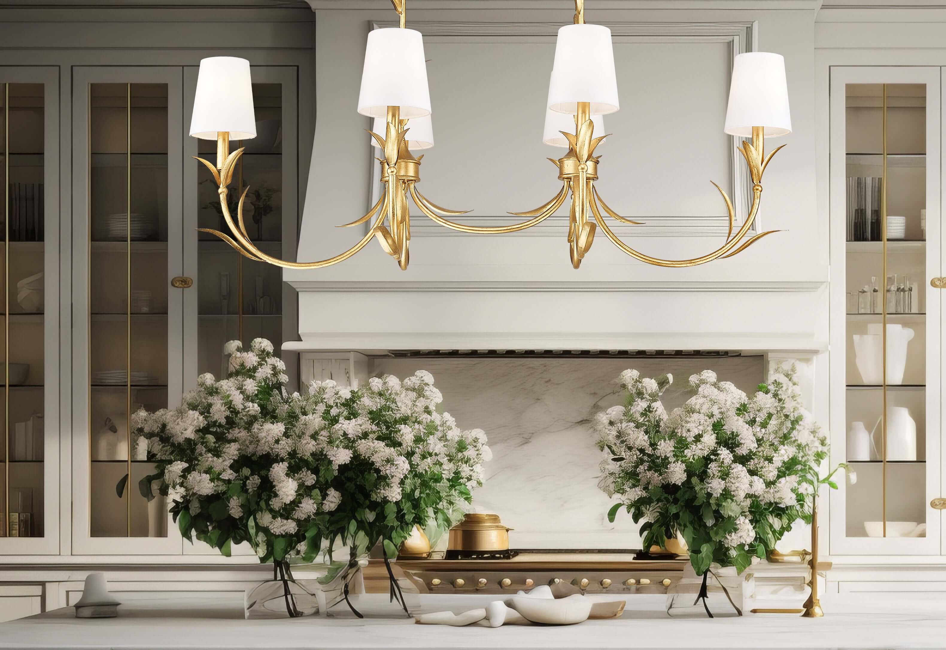 Aslin 6 Light Linear Chandelier Gold Leaf
