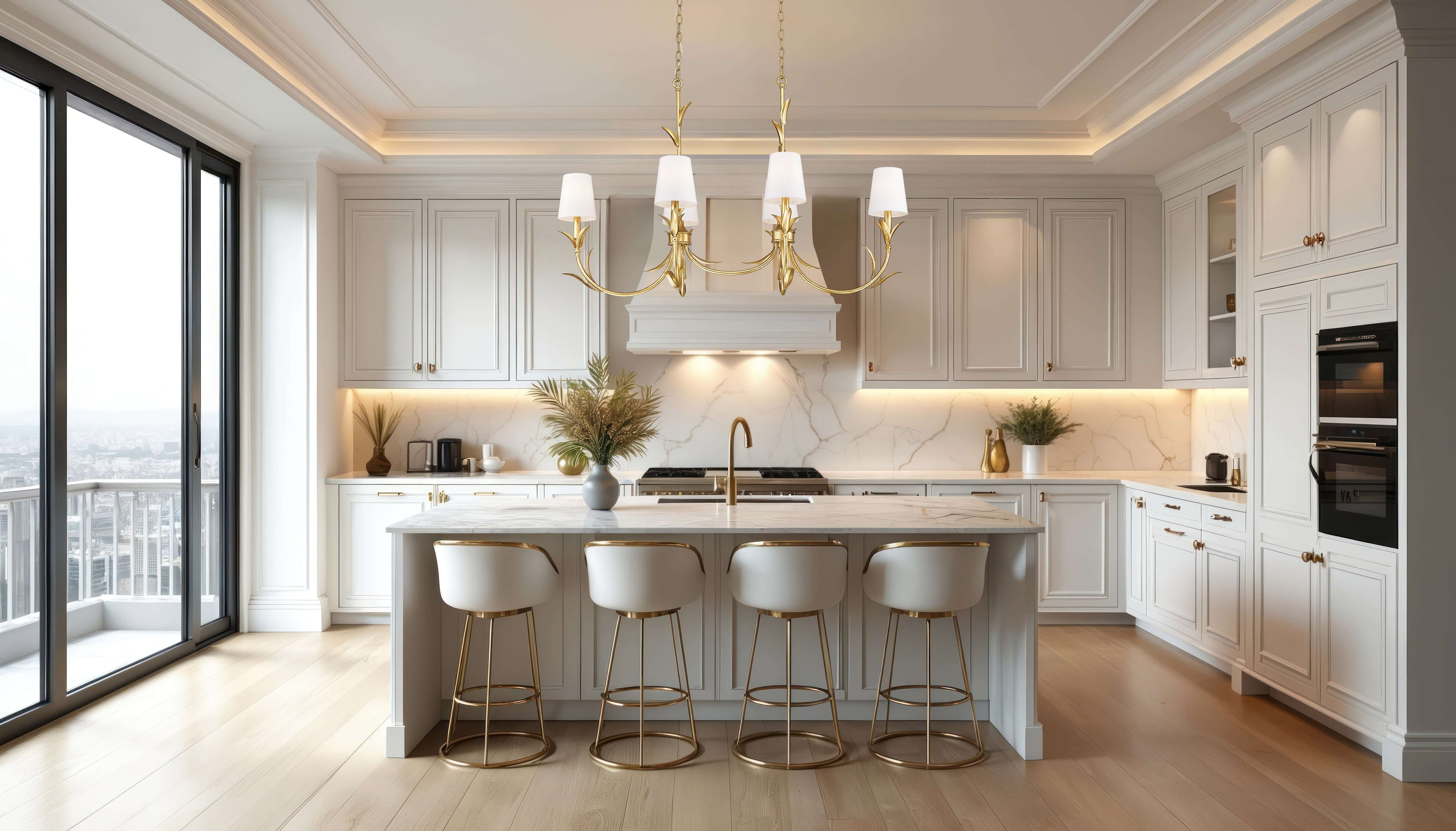 Aslin 6 Light Linear Chandelier Gold Leaf