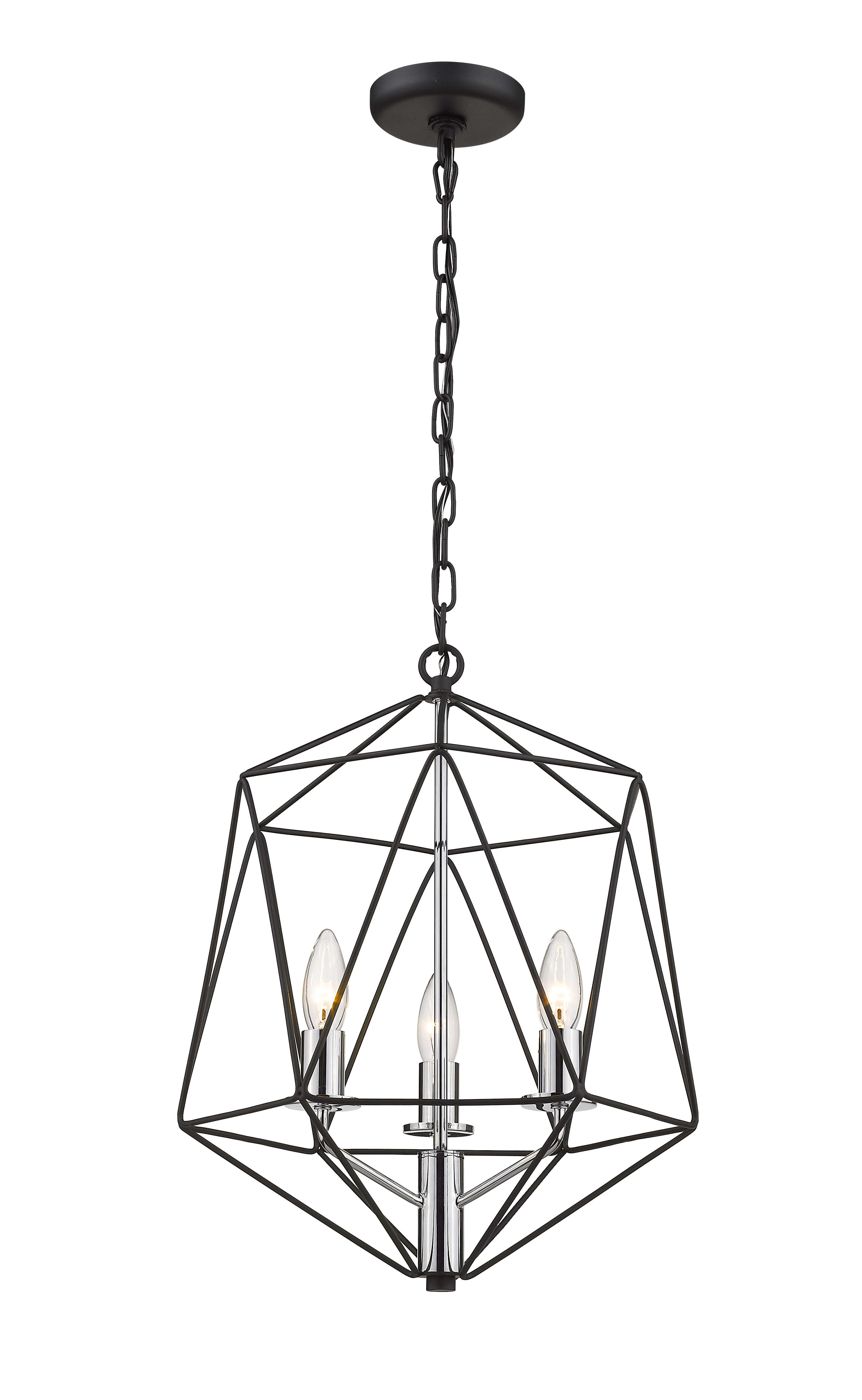 Geo 3 Light Chandelier Matte Black + Chrome
