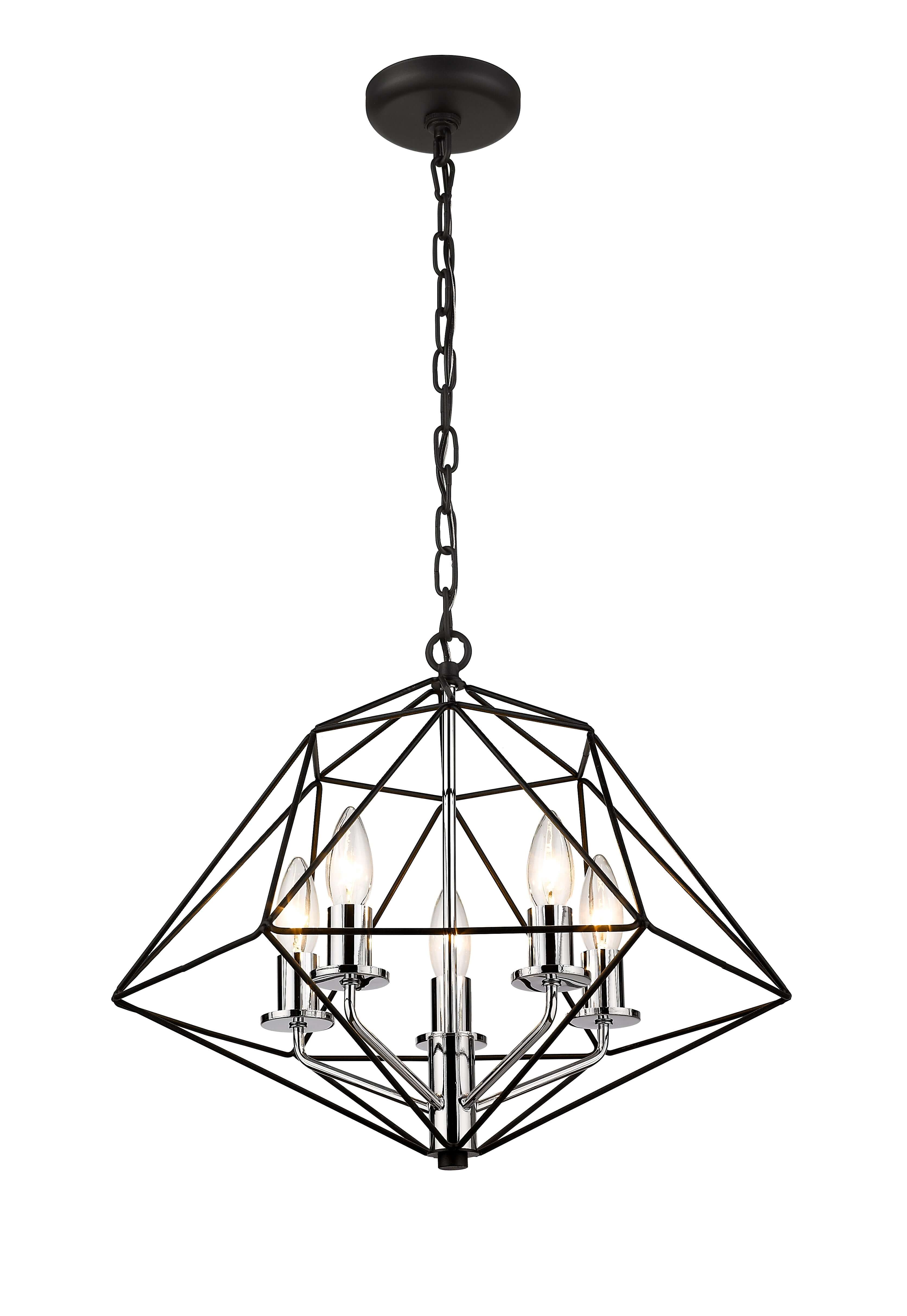 Geo 3 Light Chandelier Matte Black + Chrome