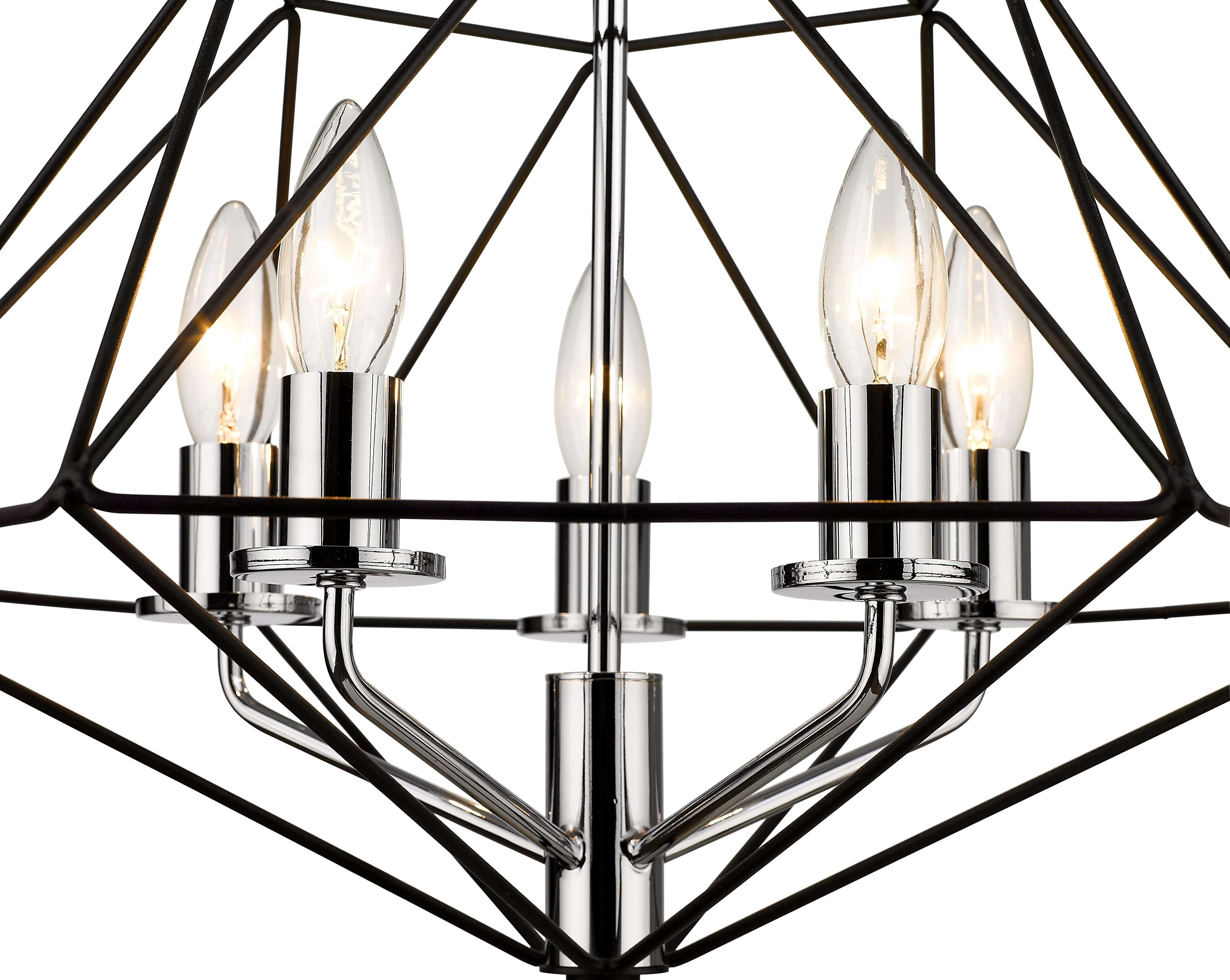 Geo 3 Light Chandelier Matte Black + Chrome