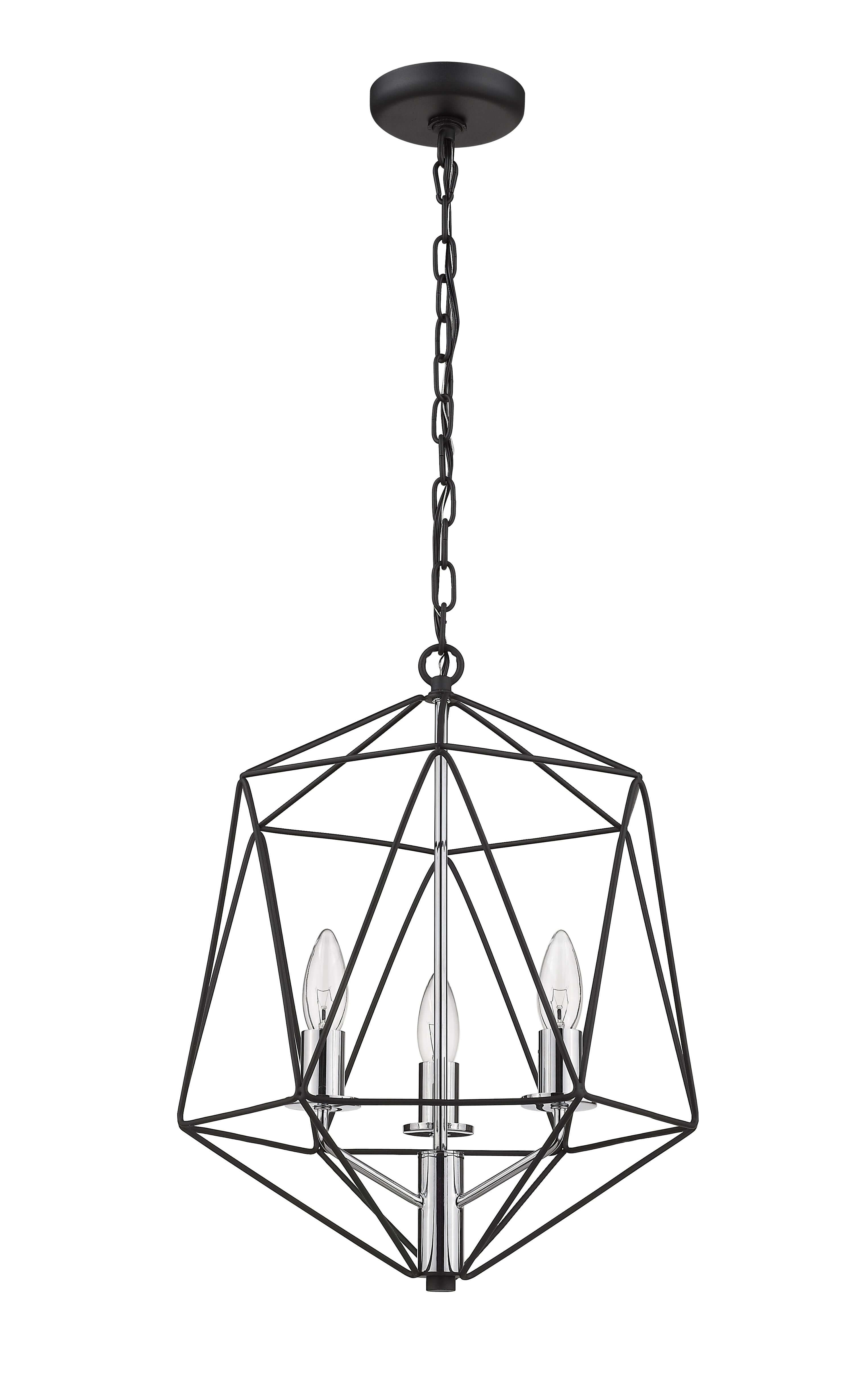 Geo 3 Light Chandelier Matte Black + Chrome