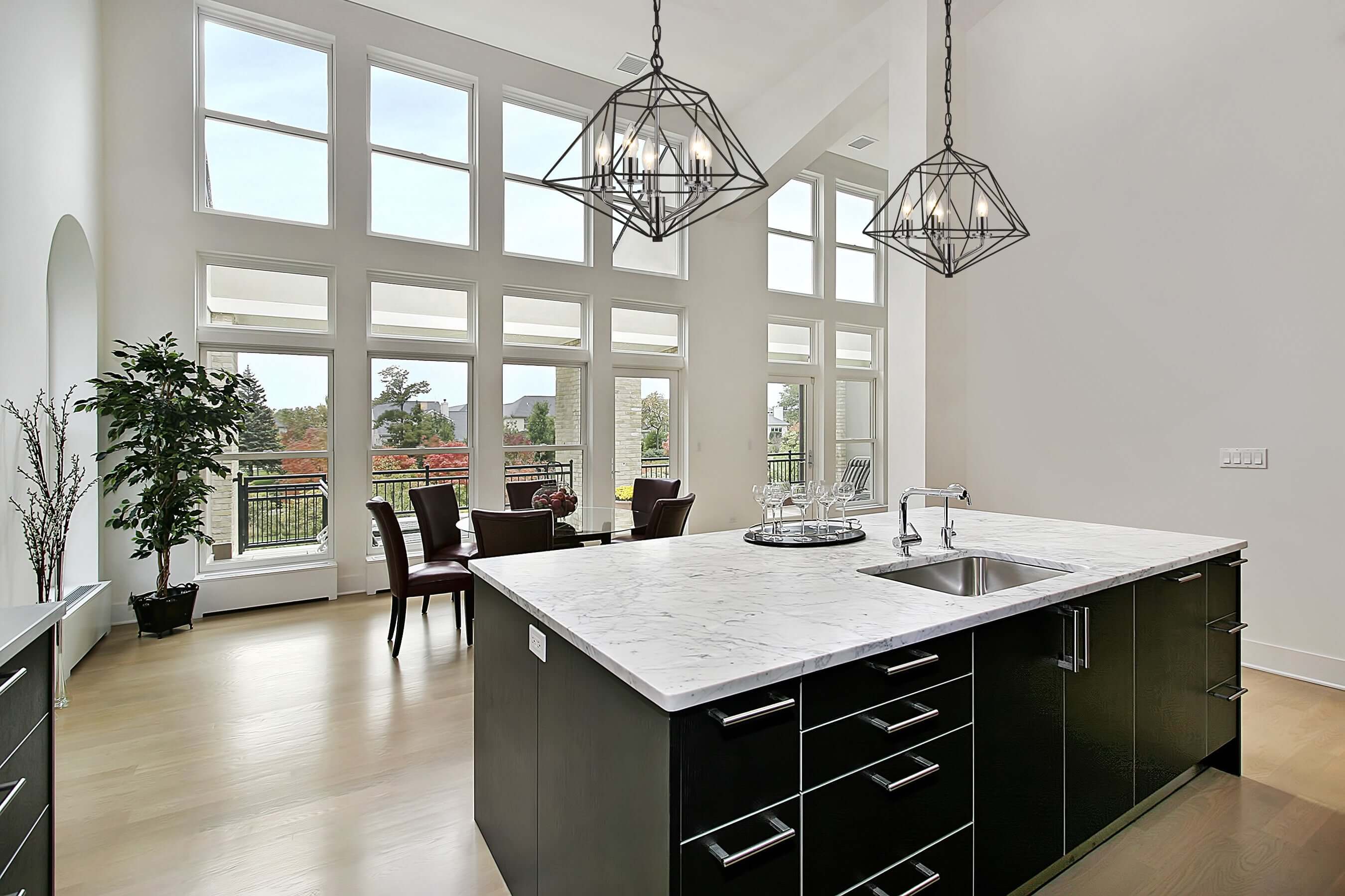 Geo 3 Light Chandelier Matte Black + Chrome