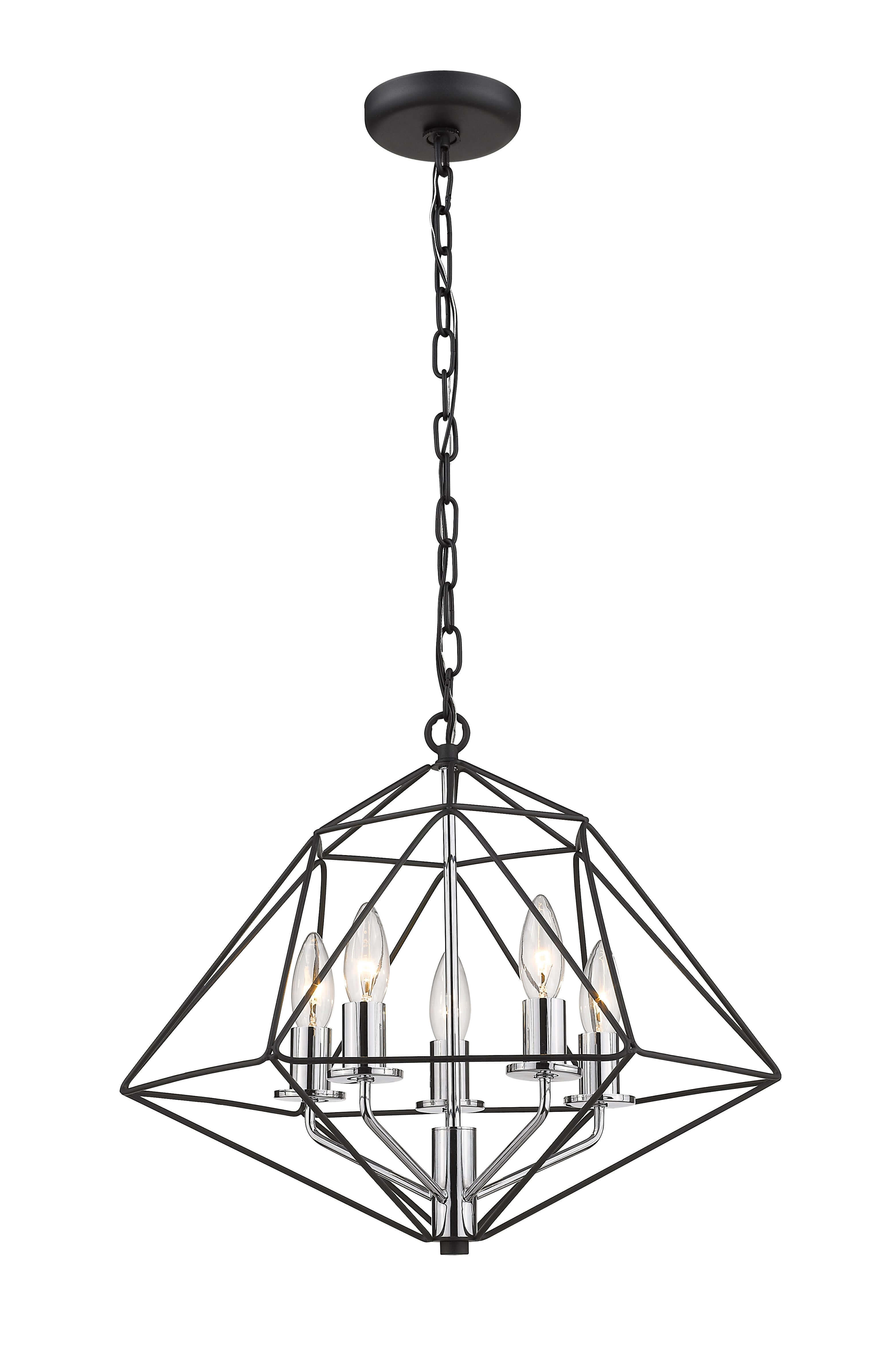 Geo 5 Light Chandelier Matte Black + Chrome