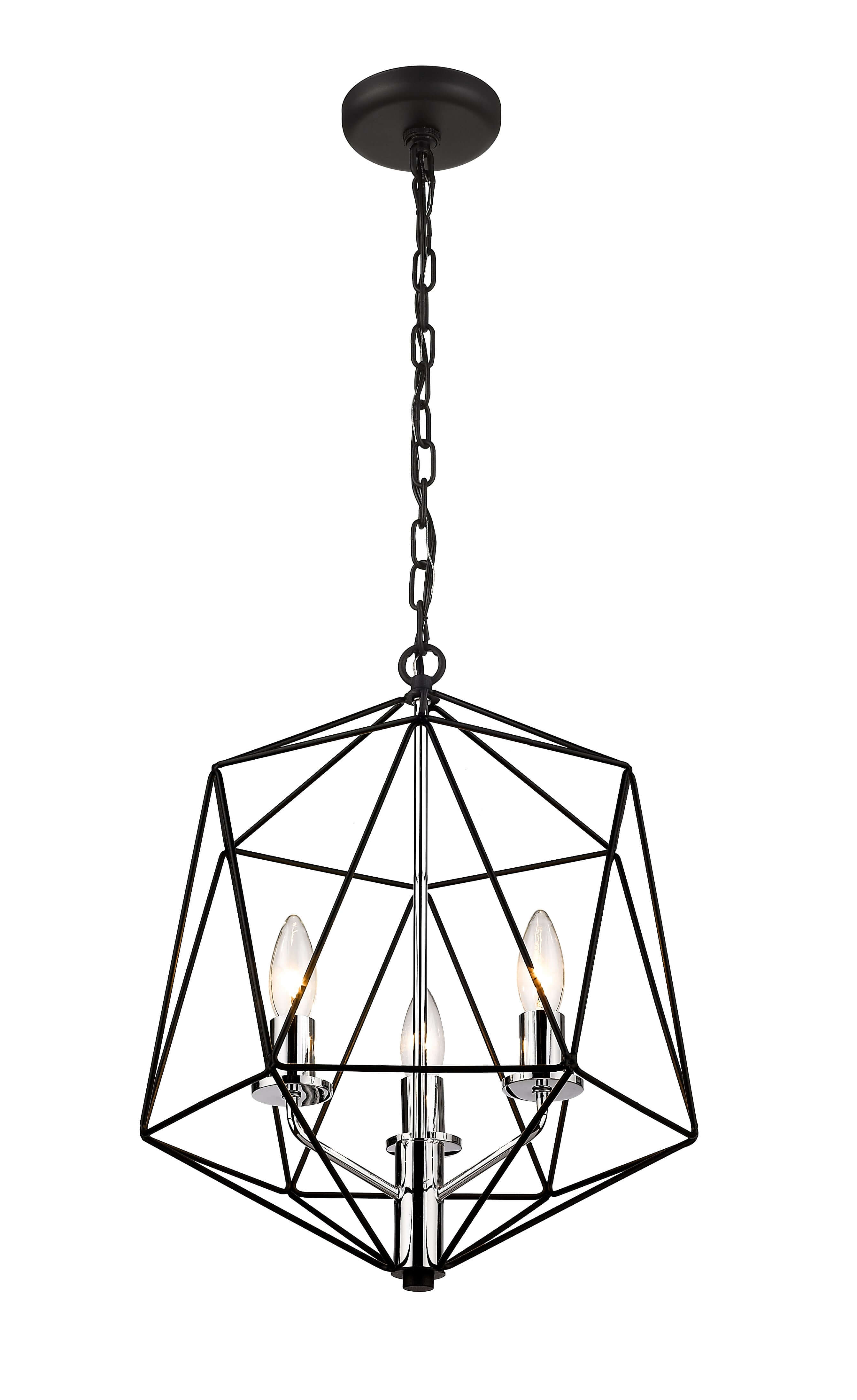 Geo 5 Light Chandelier Matte Black + Chrome