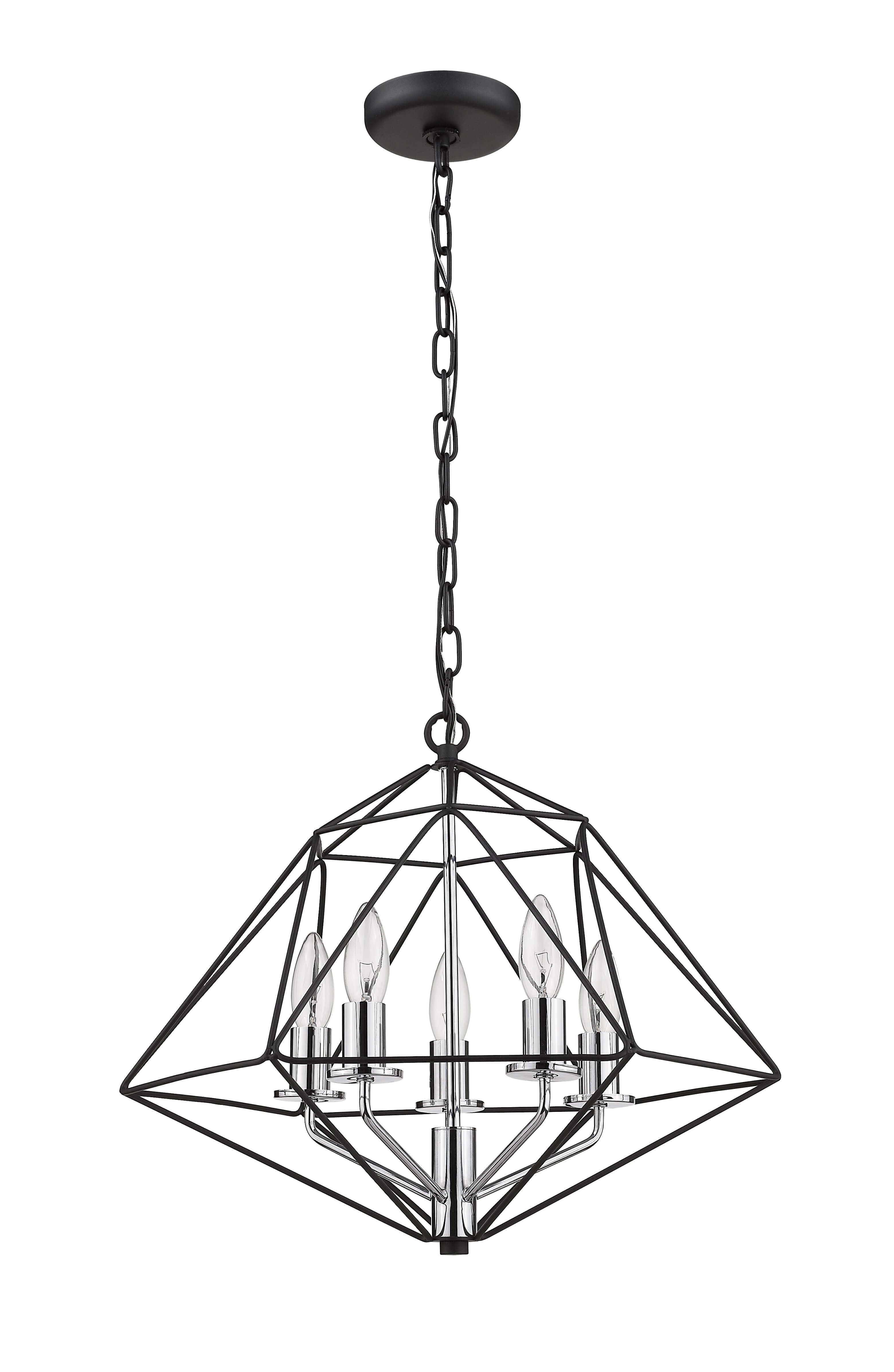 Geo 5 Light Chandelier Matte Black + Chrome