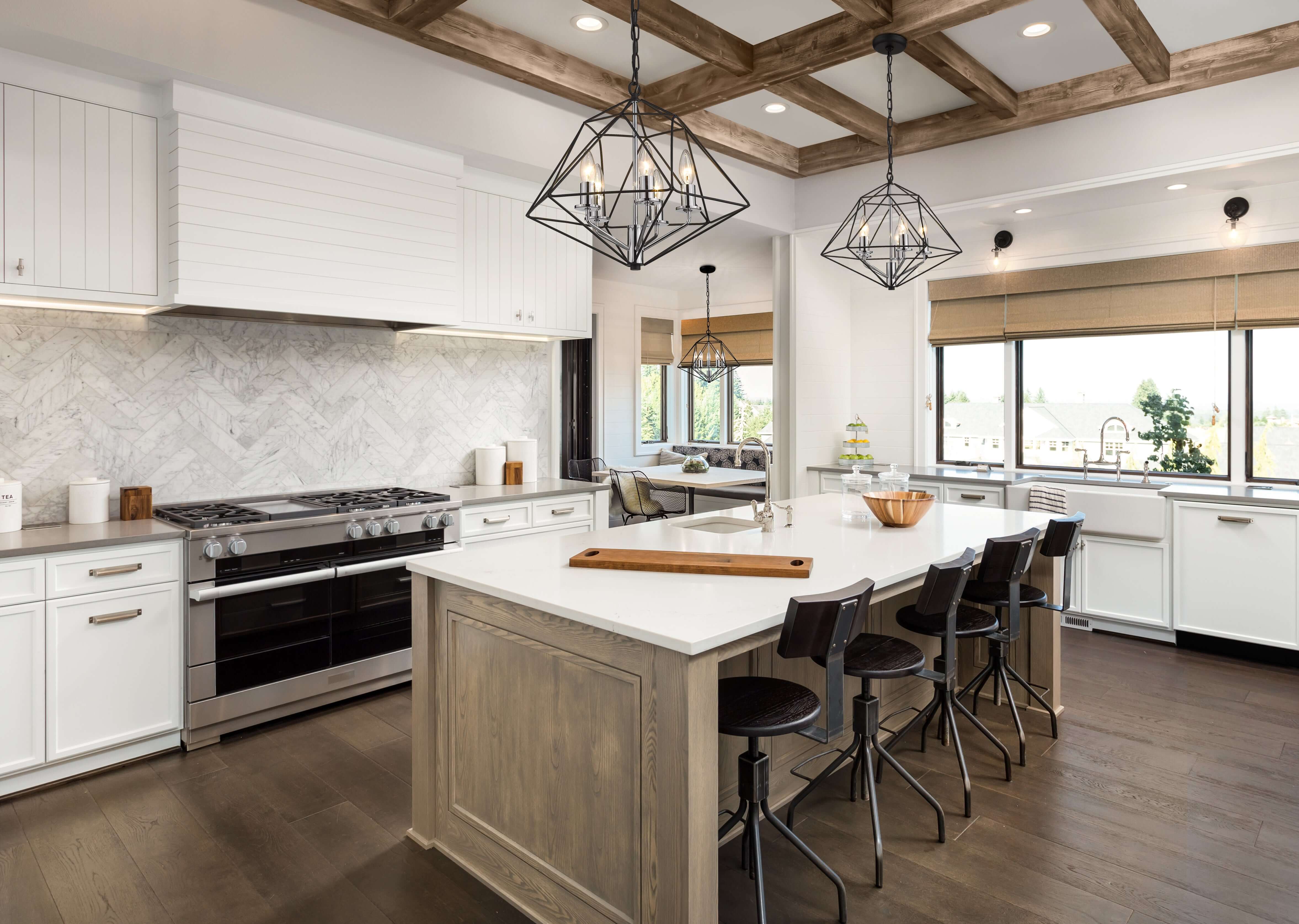 Geo 5 Light Chandelier Matte Black + Chrome