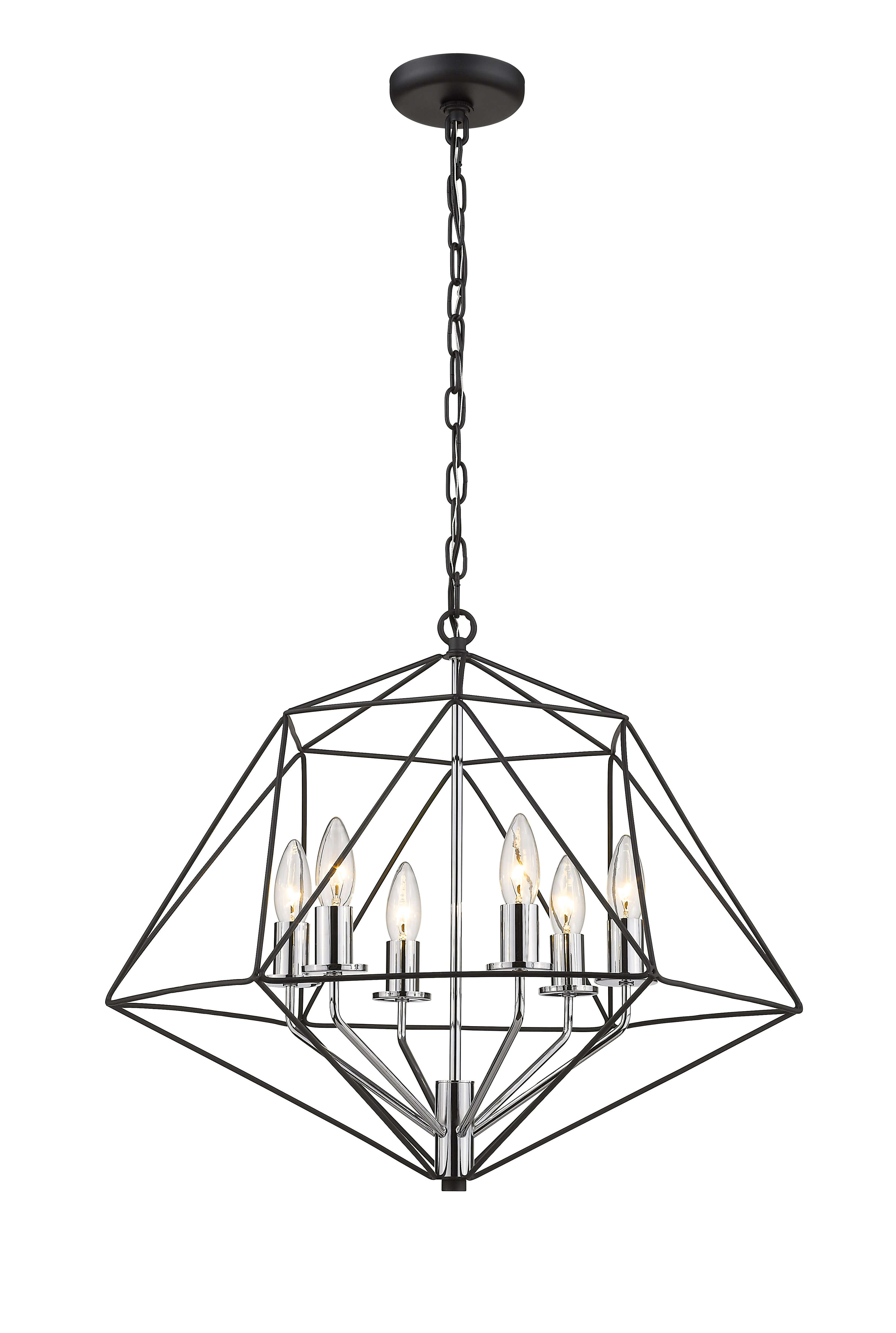Geo 6 Light Chandelier Matte Black + Chrome
