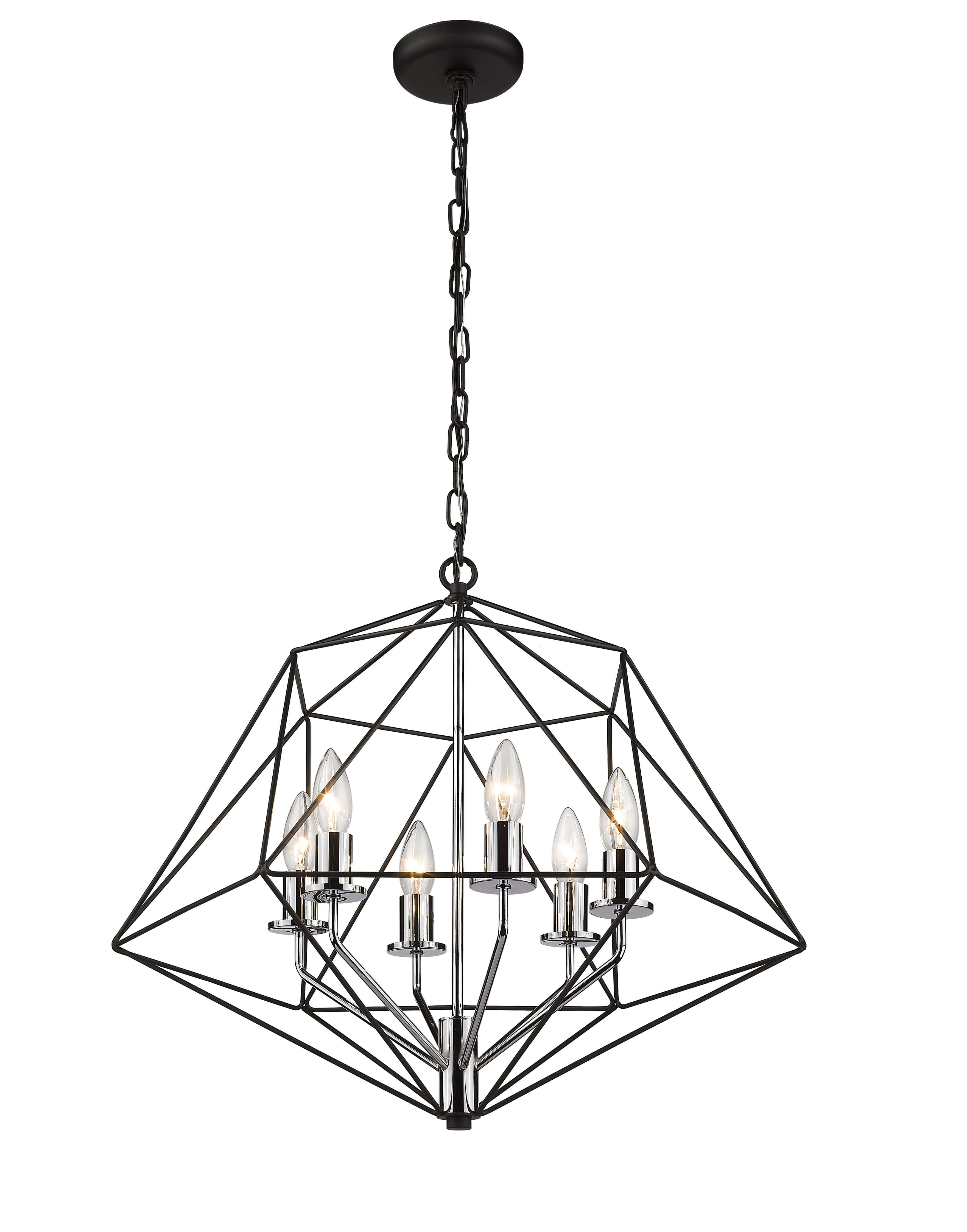 Geo 6 Light Chandelier Matte Black + Chrome