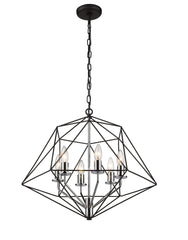 Geo 6 Light Chandelier Matte Black + Chrome