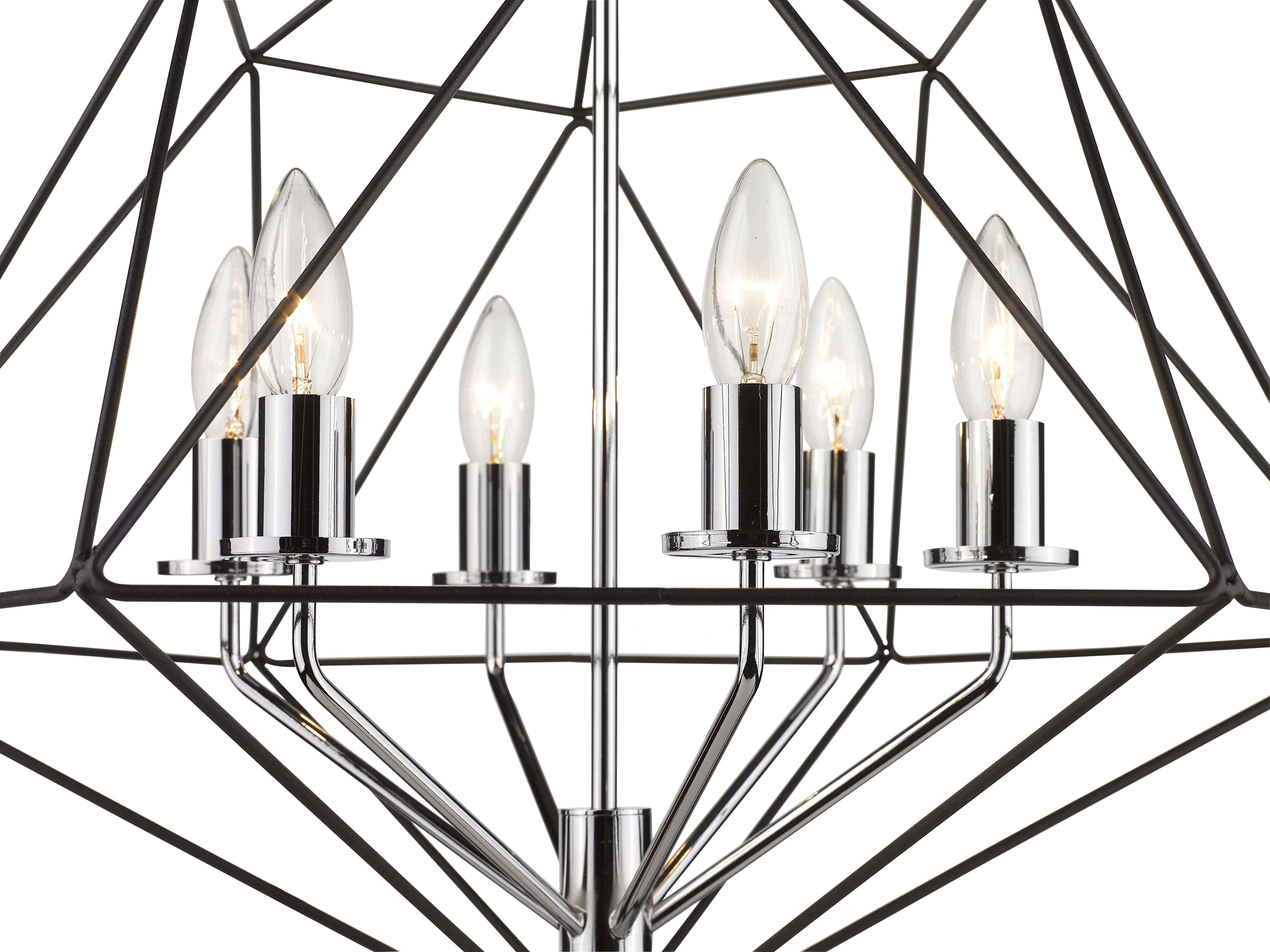 Geo 6 Light Chandelier Matte Black + Chrome