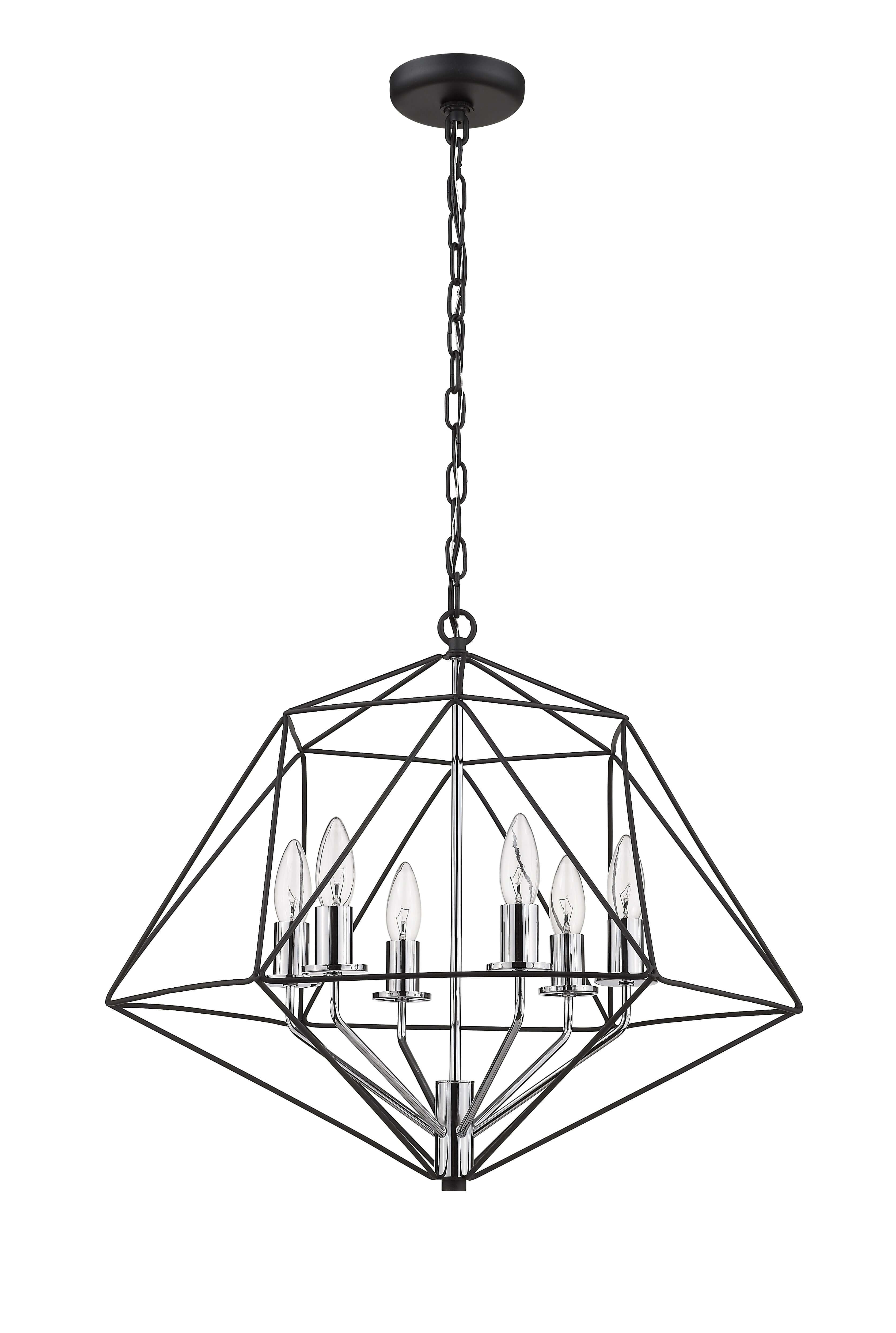 Geo 6 Light Chandelier Matte Black + Chrome