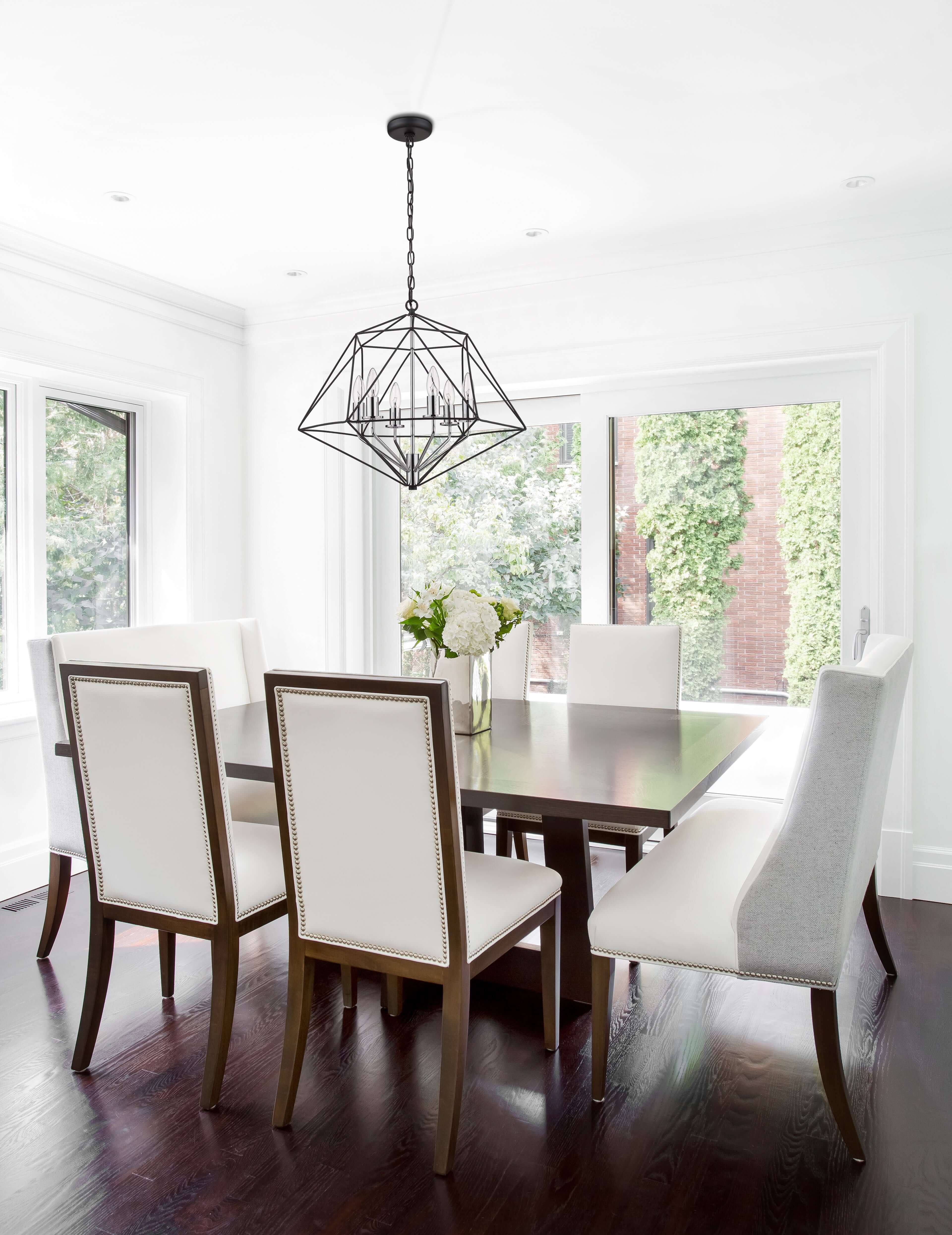 Geo 6 Light Chandelier Matte Black + Chrome