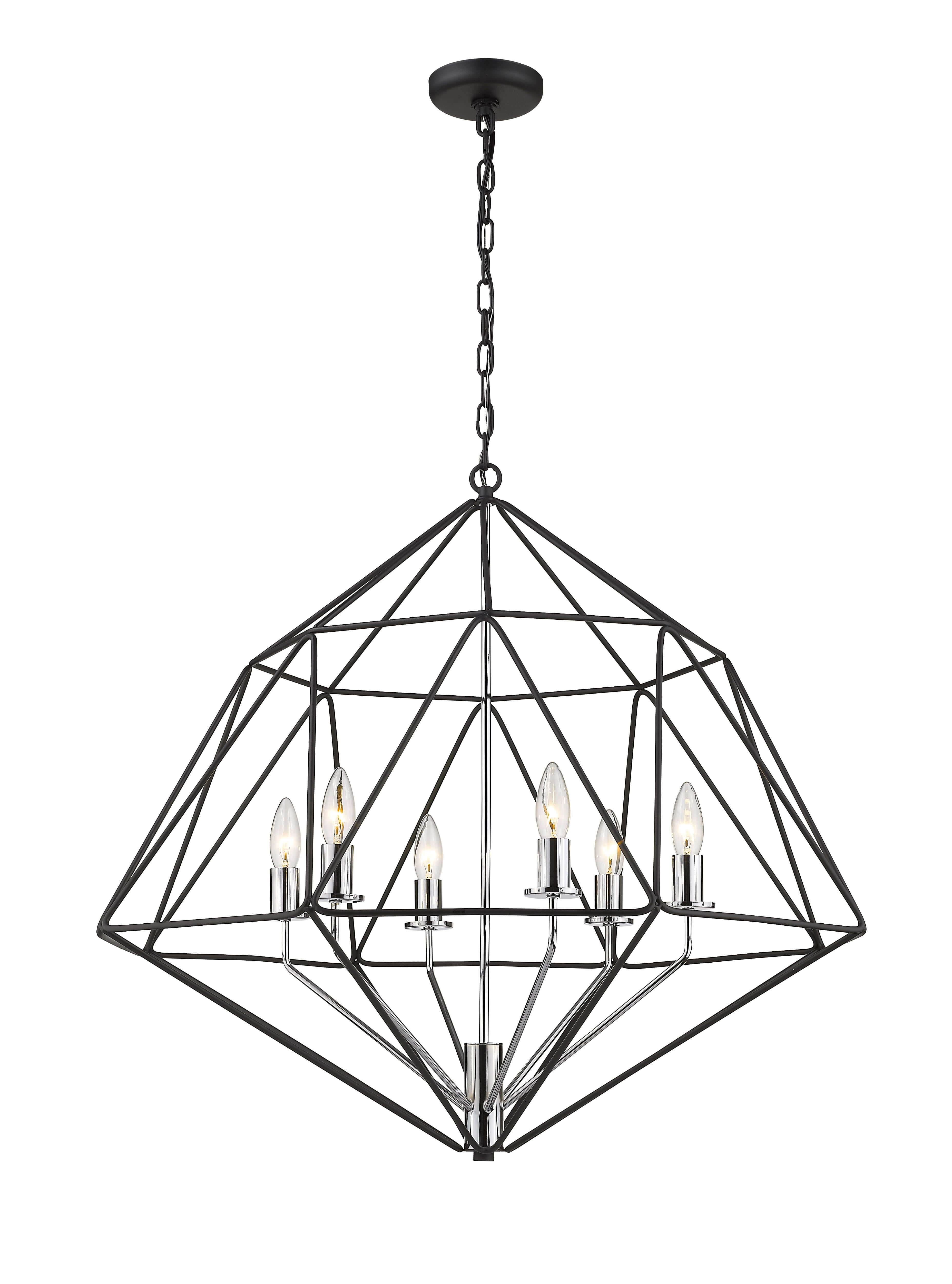 Geo 6 Light Chandelier Matte Black + Chrome