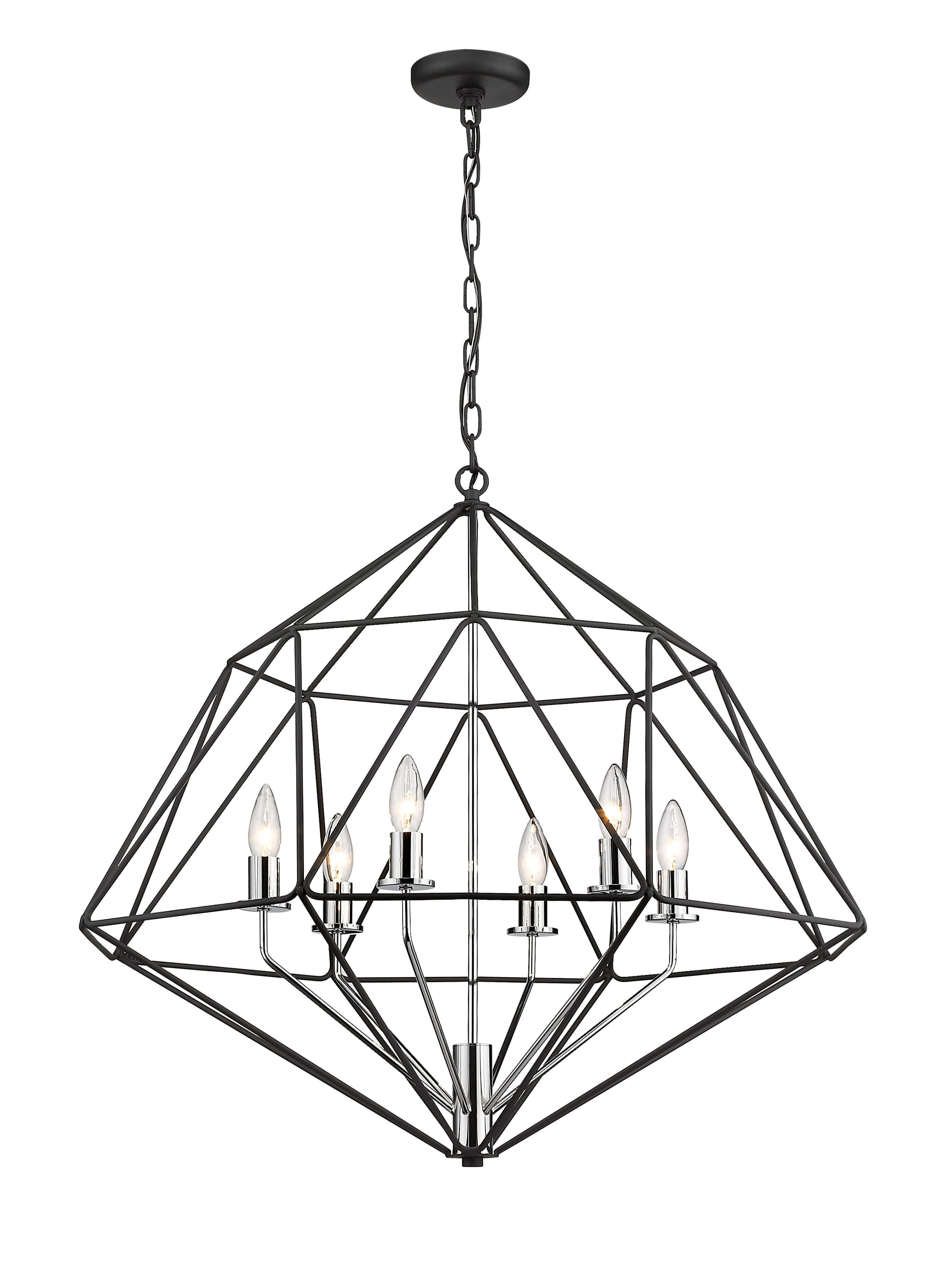 Geo 6 Light Chandelier Matte Black + Chrome