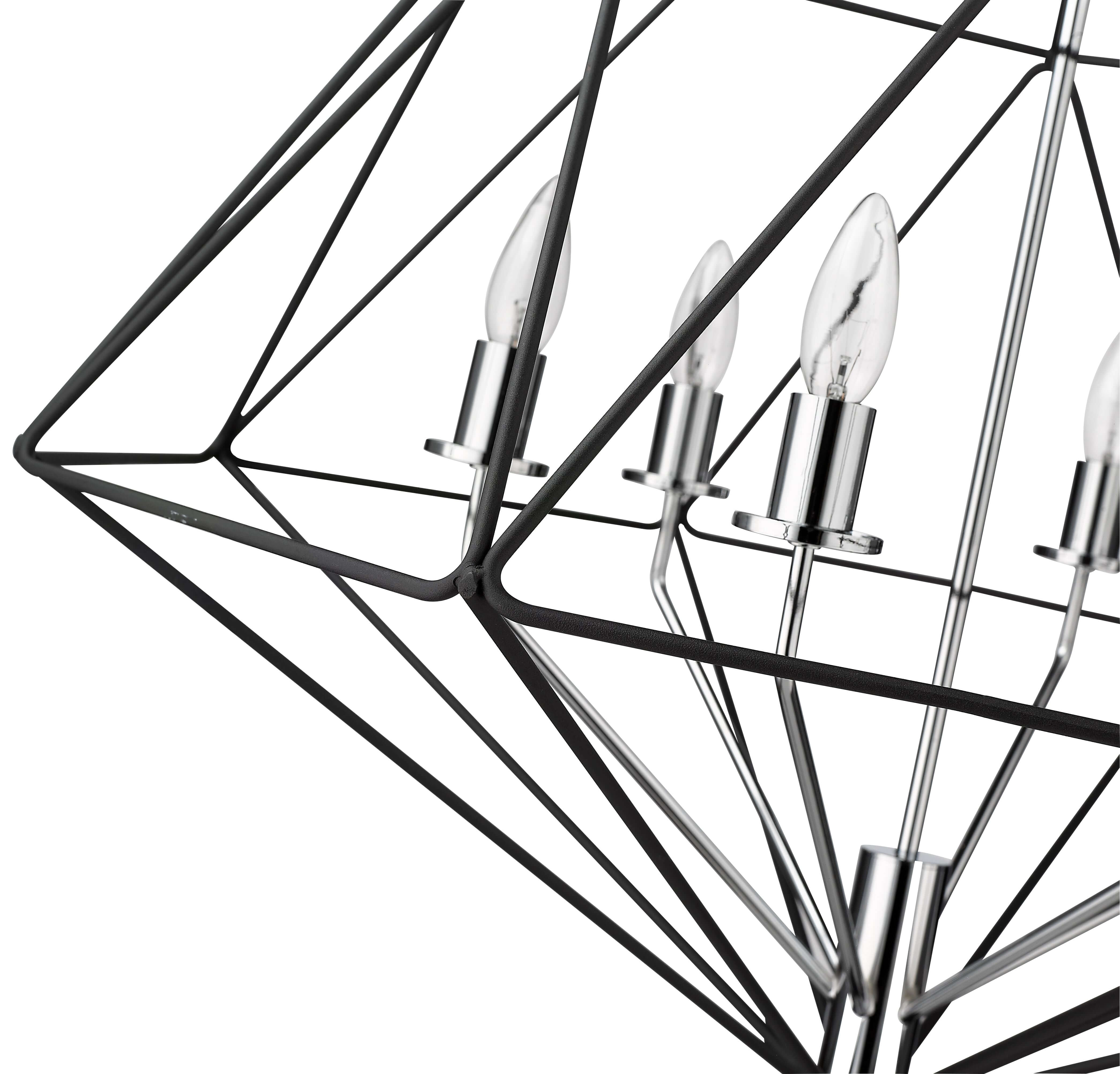 Geo 6 Light Chandelier Matte Black + Chrome