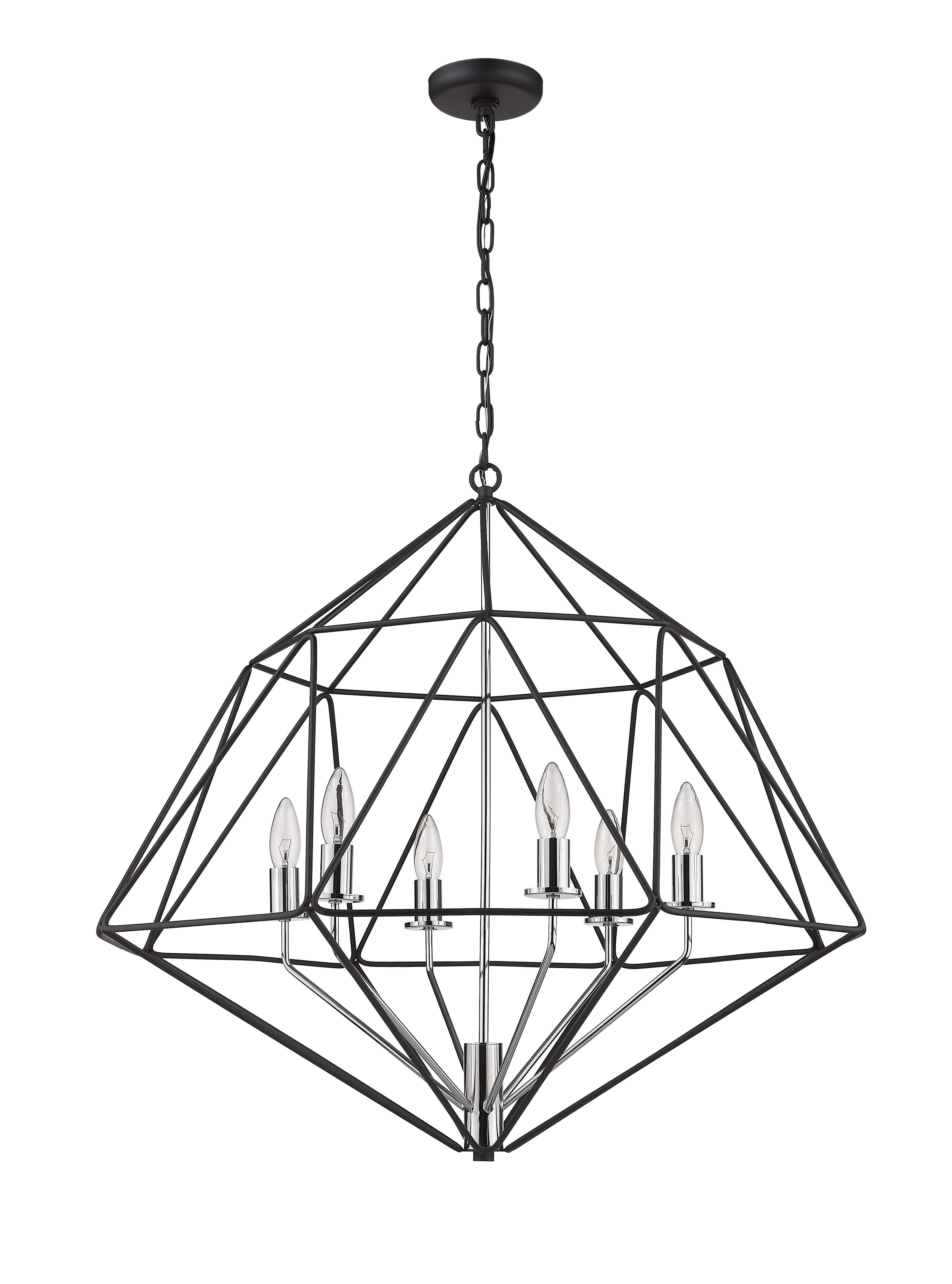 Geo 6 Light Chandelier Matte Black + Chrome