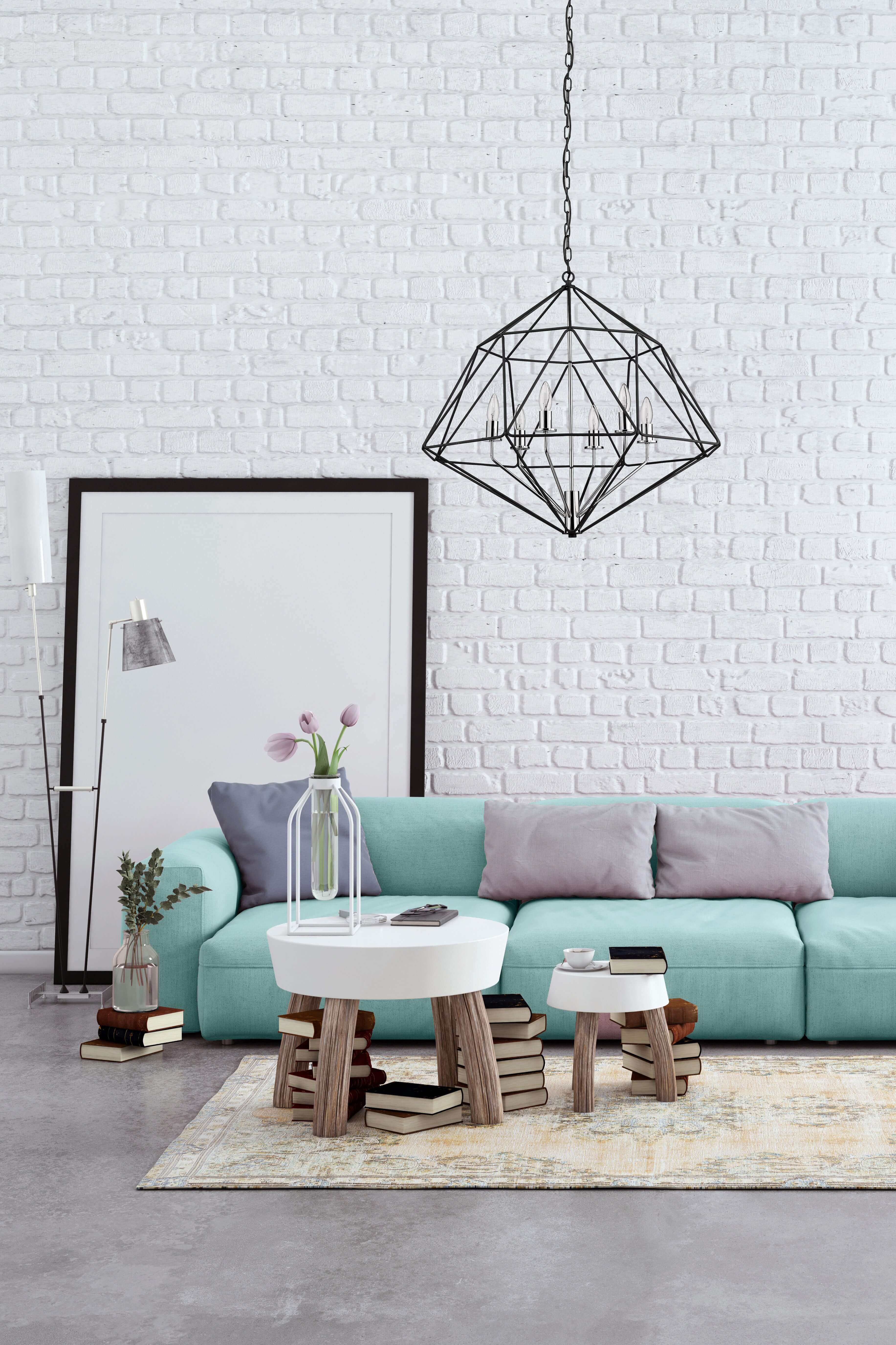 Geo 6 Light Chandelier Matte Black + Chrome