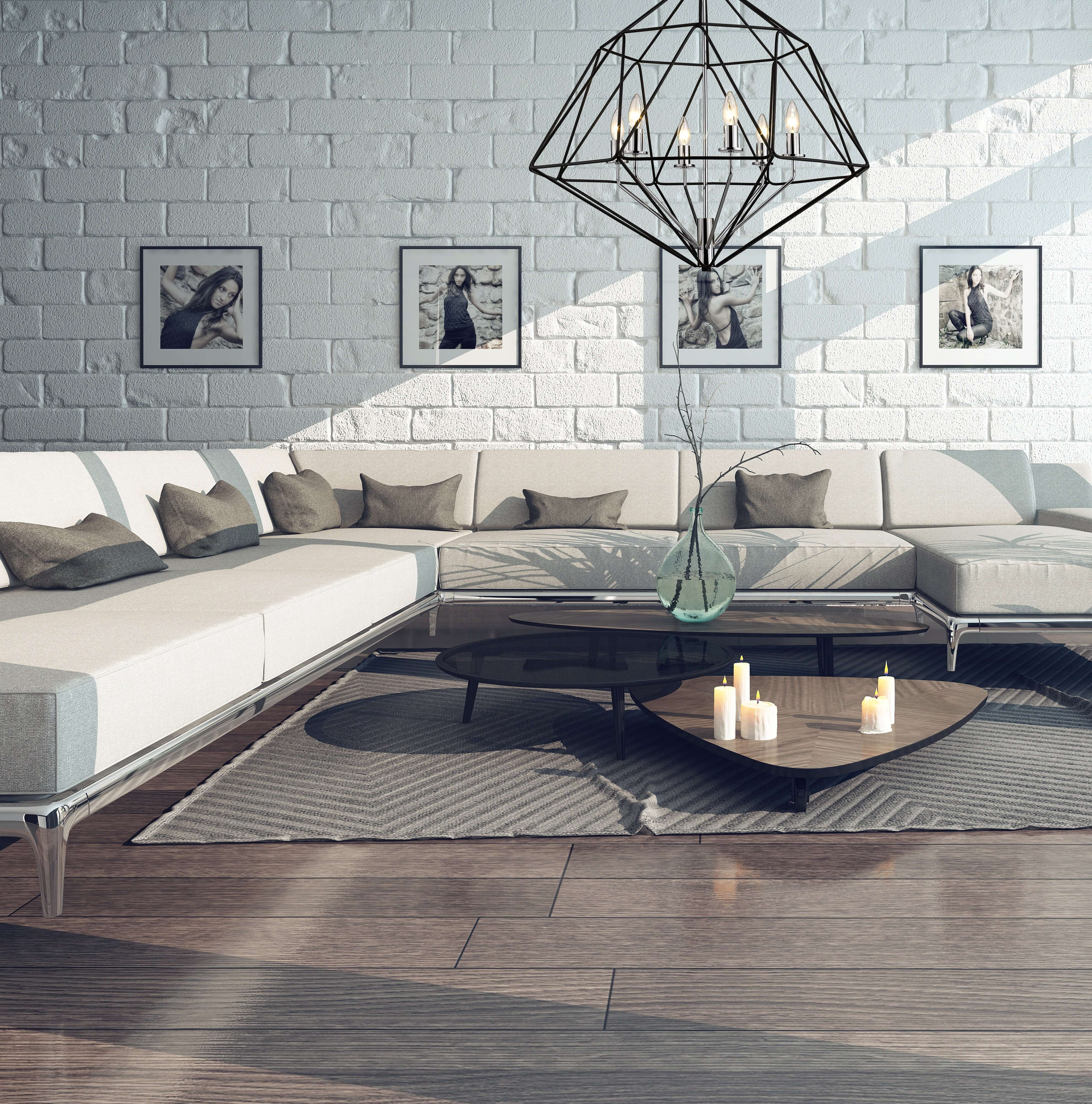 Geo 6 Light Chandelier Matte Black + Chrome