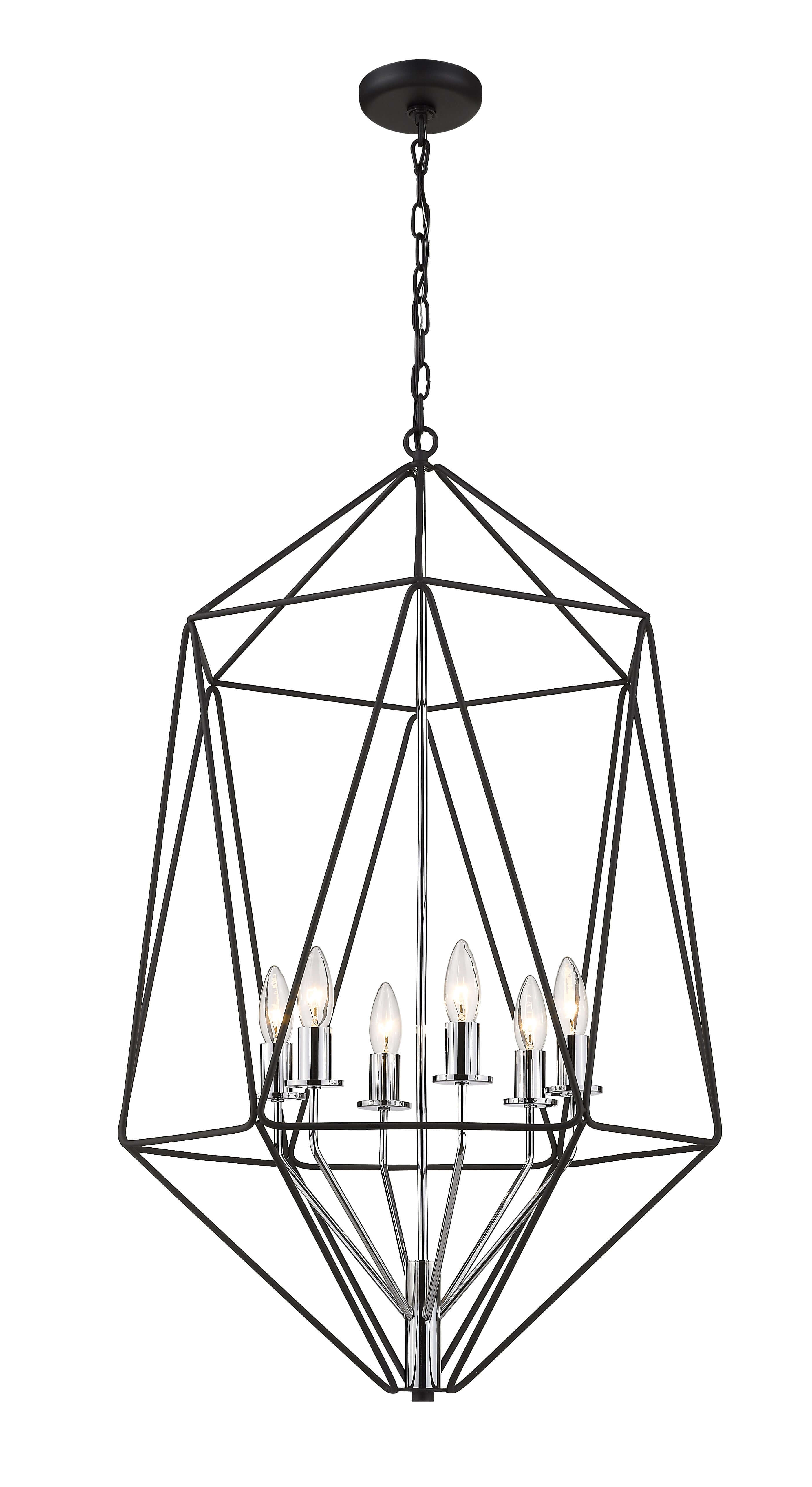 Geo 6 Light Chandelier Matte Black + Chrome