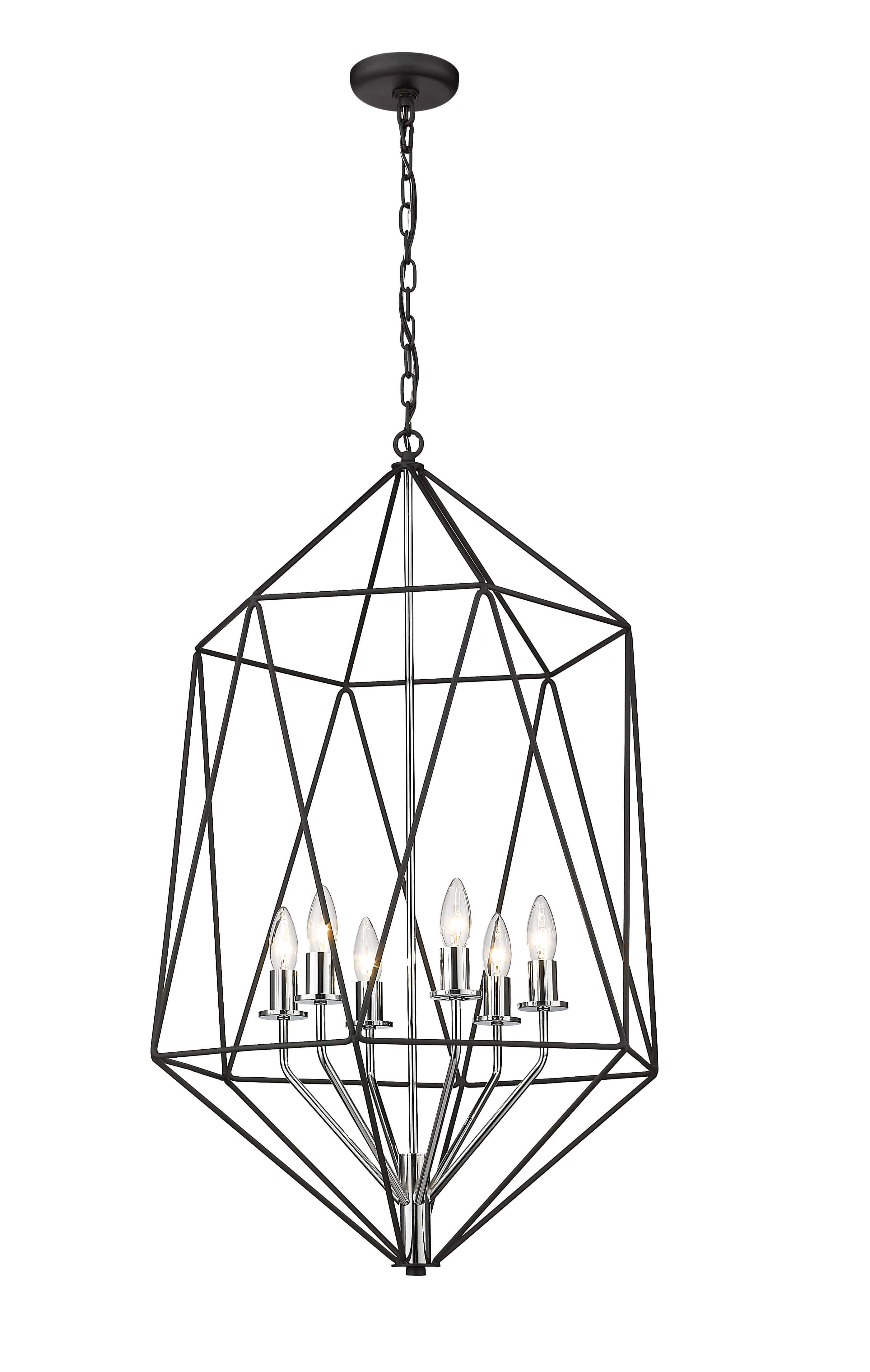 Geo 6 Light Chandelier Matte Black + Chrome
