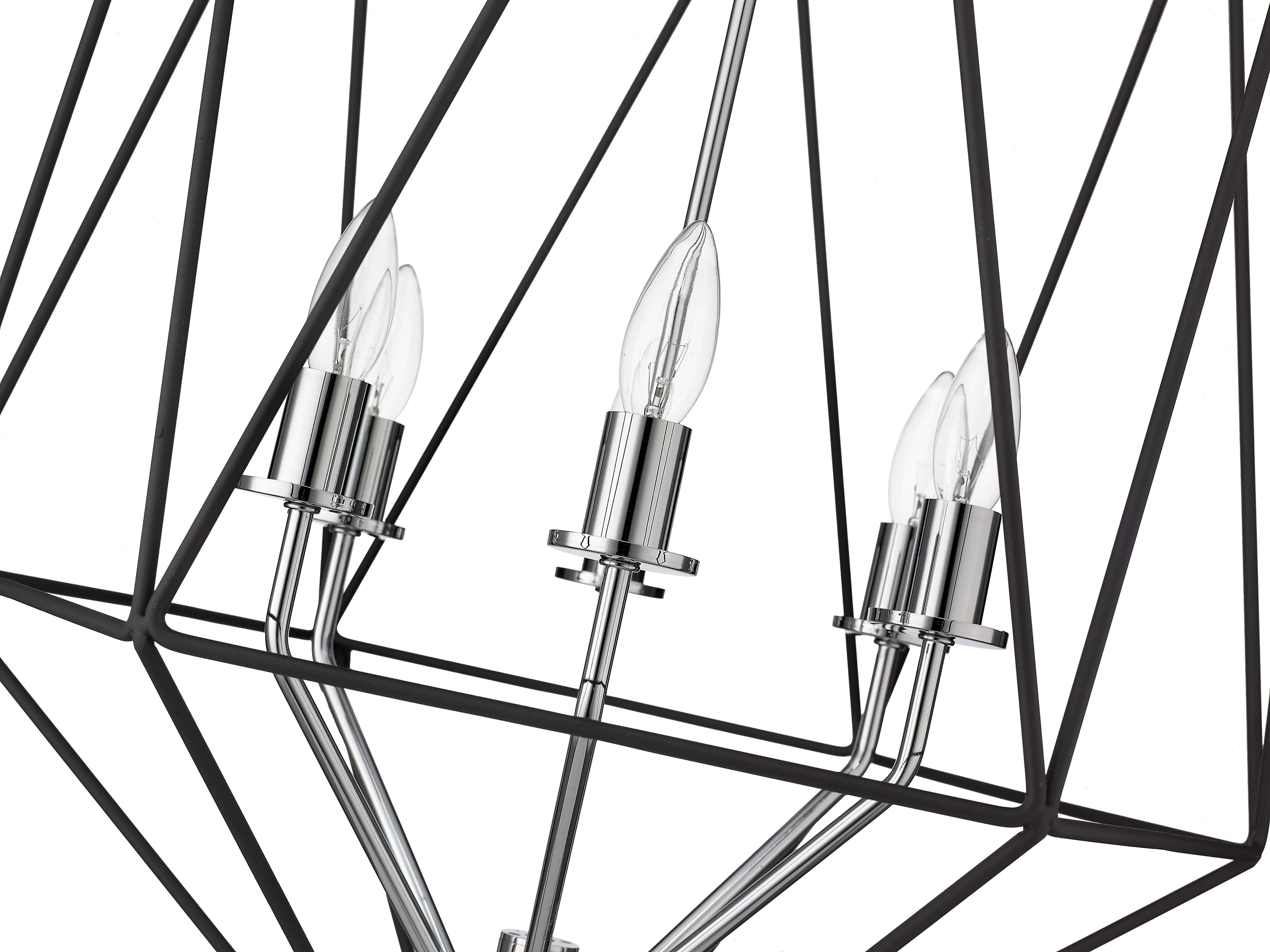 Geo 6 Light Chandelier Matte Black + Chrome