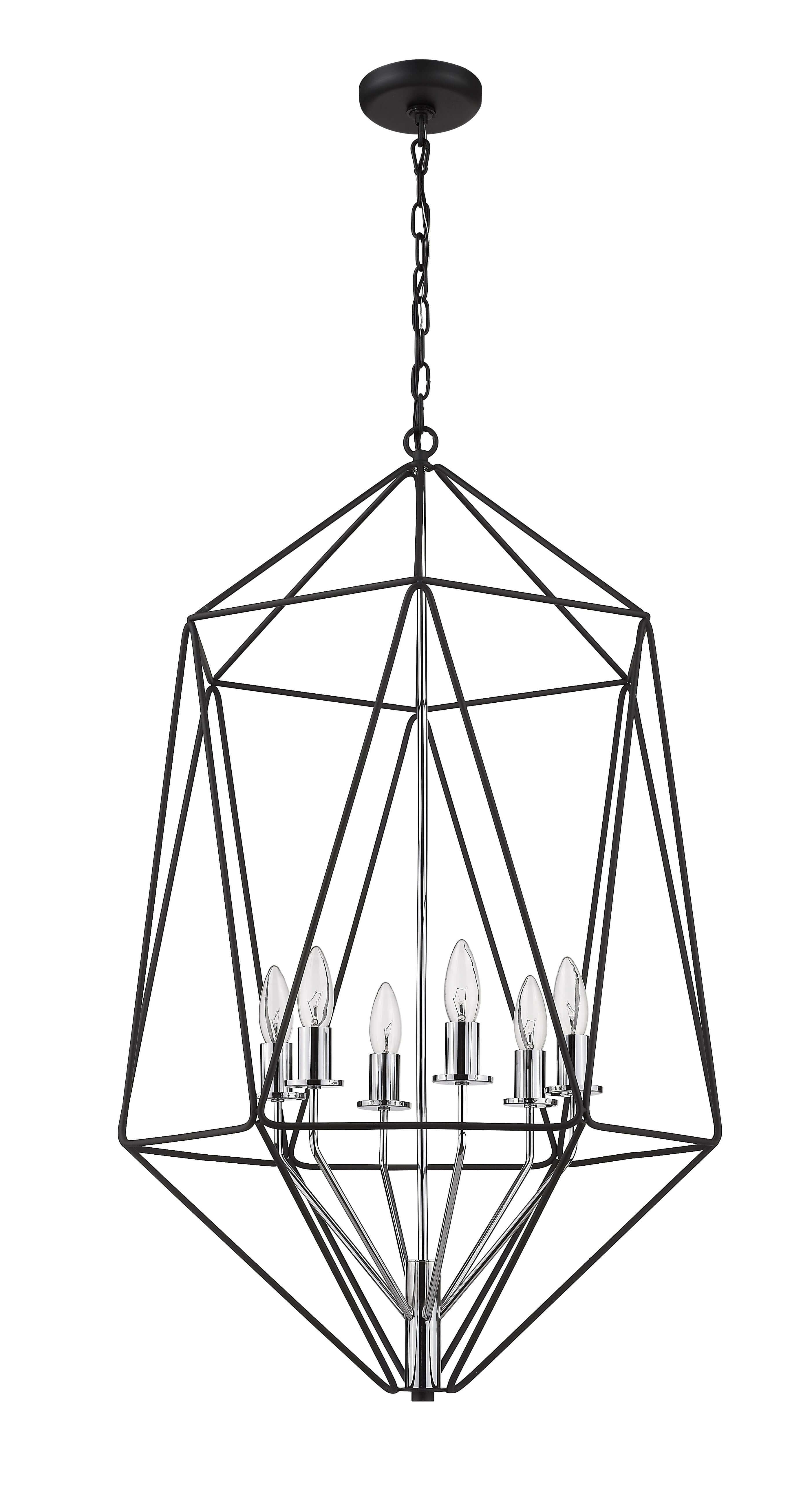 Geo 6 Light Chandelier Matte Black + Chrome