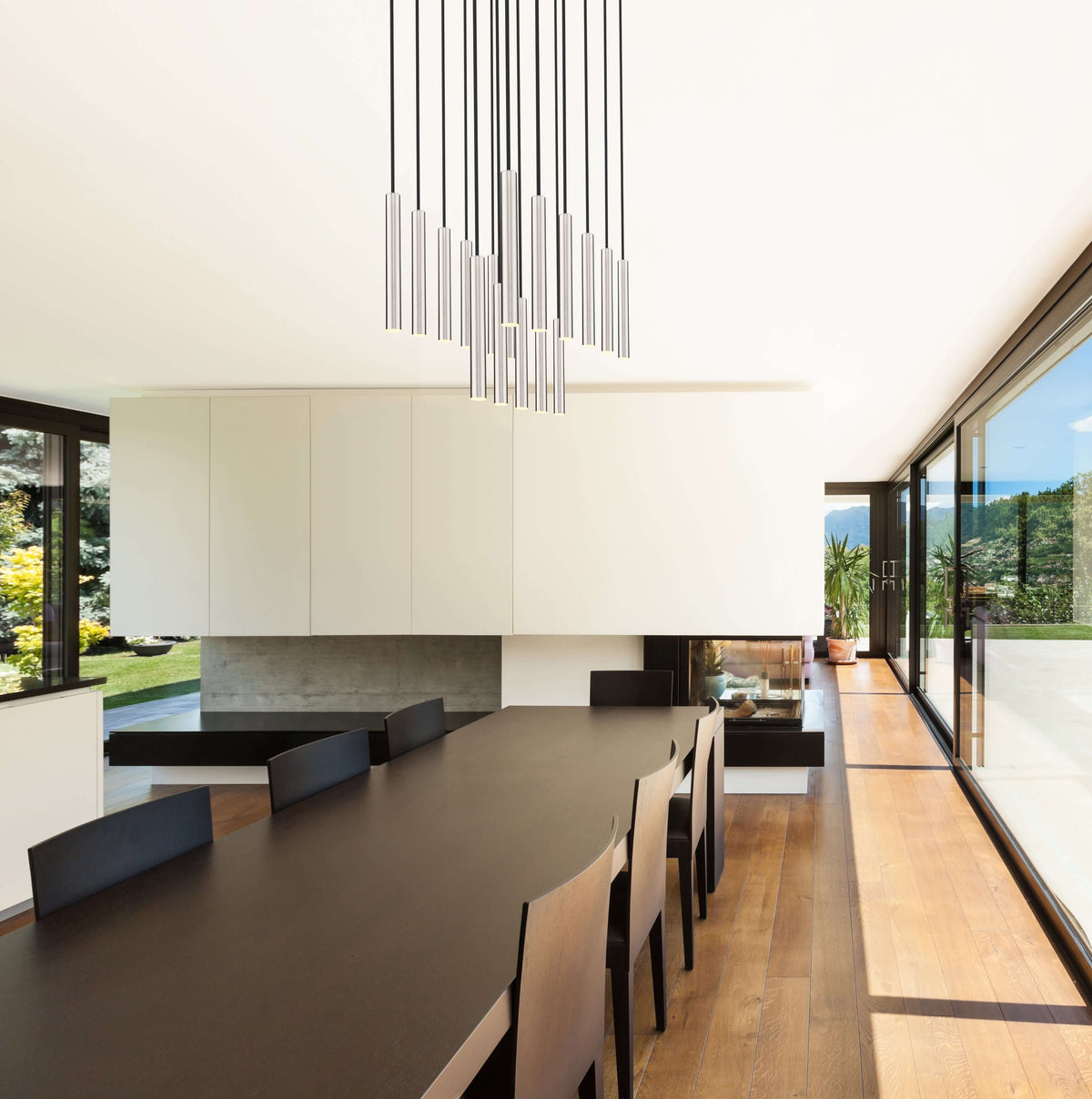 Forest LED 17 Light Linear Chandelier Brushed Nickel