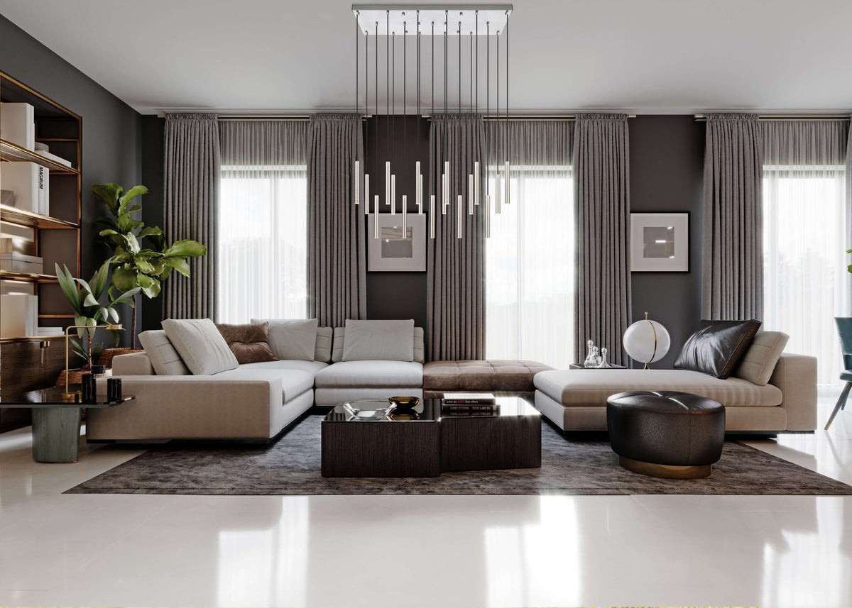 Forest LED 23 Light Linear Chandelier Brushed Nickel
