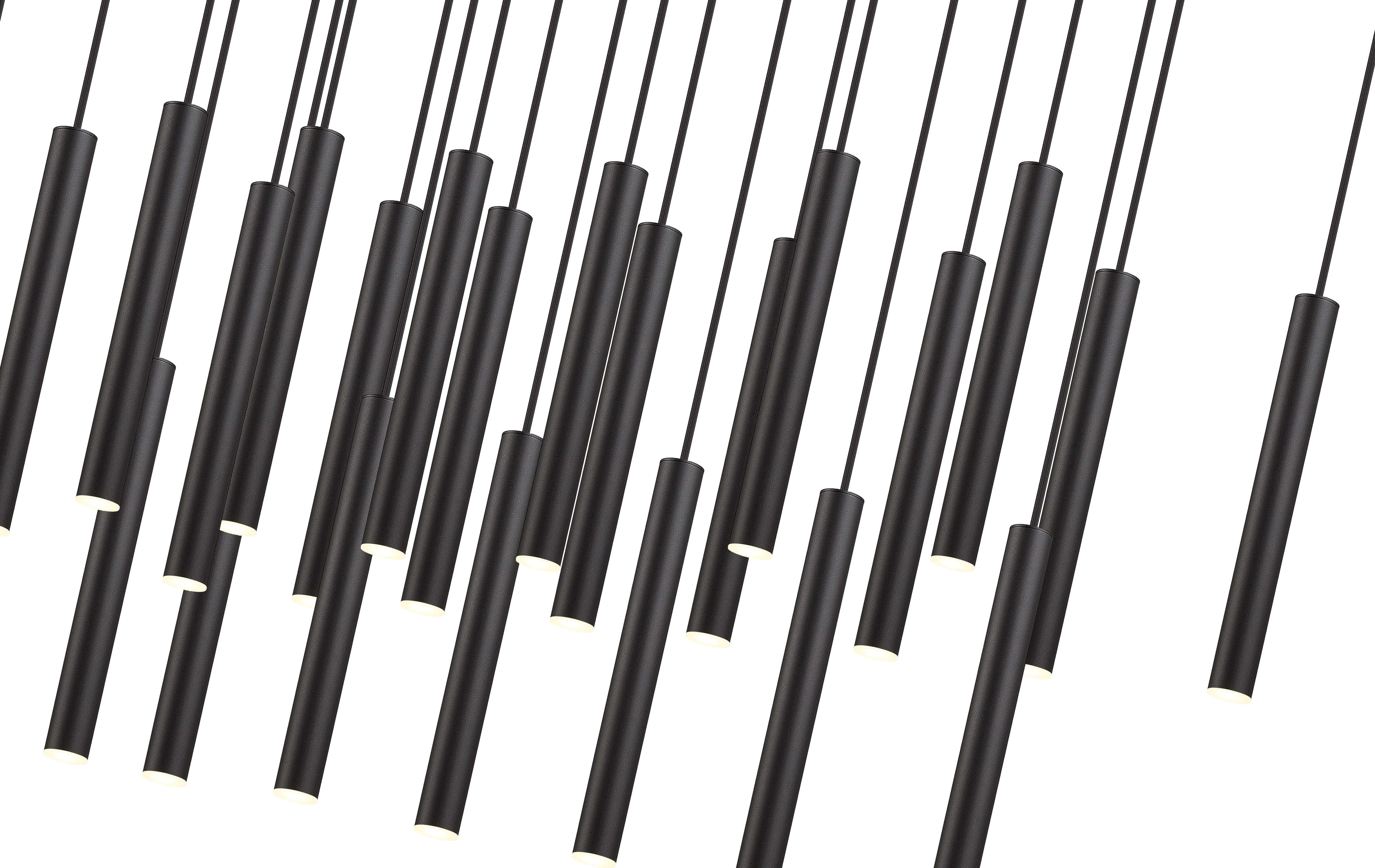 Forest LED 23 Light Linear Chandelier Matte Black