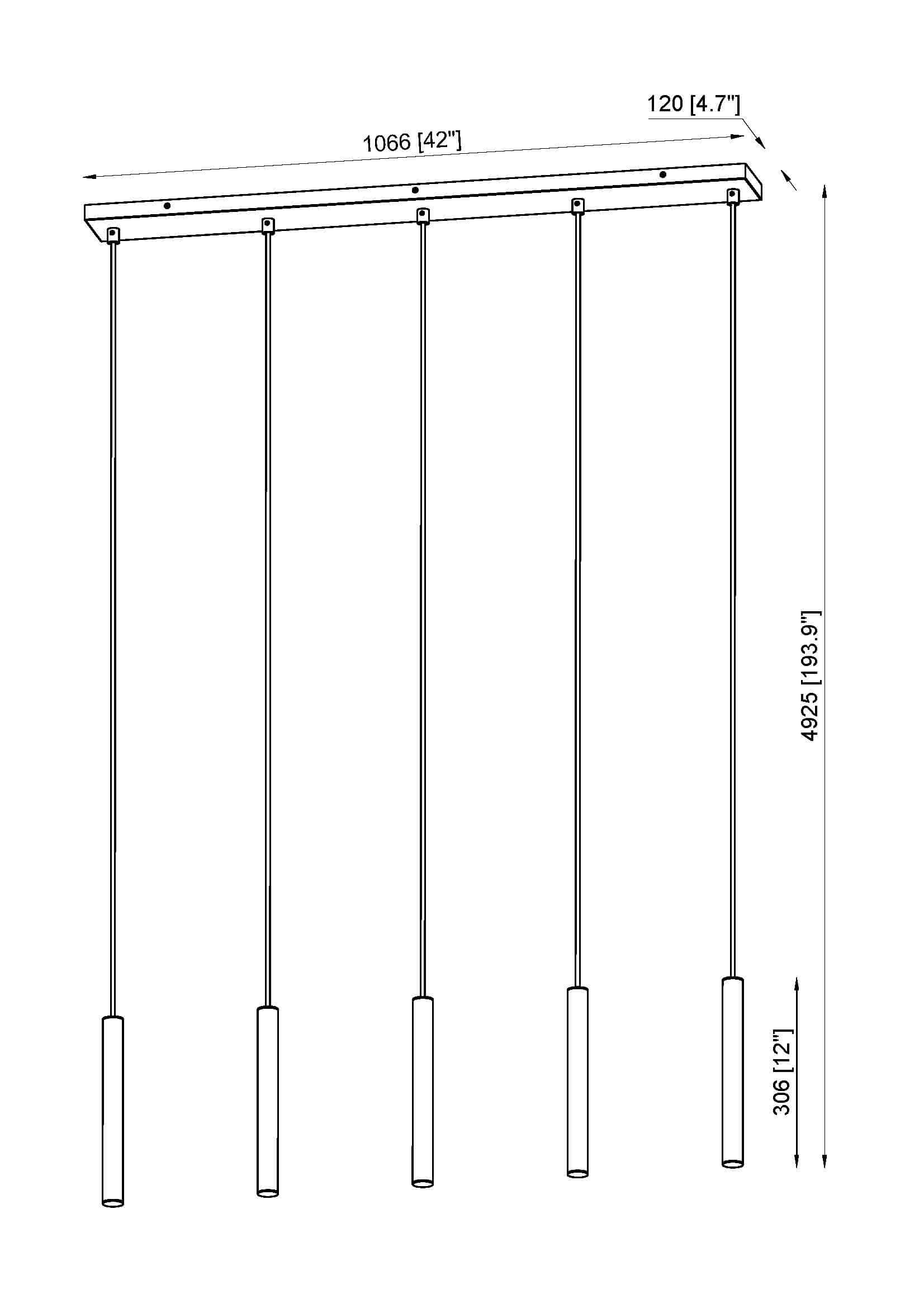 Forest LED 5 Light Linear Chandelier Matte Black