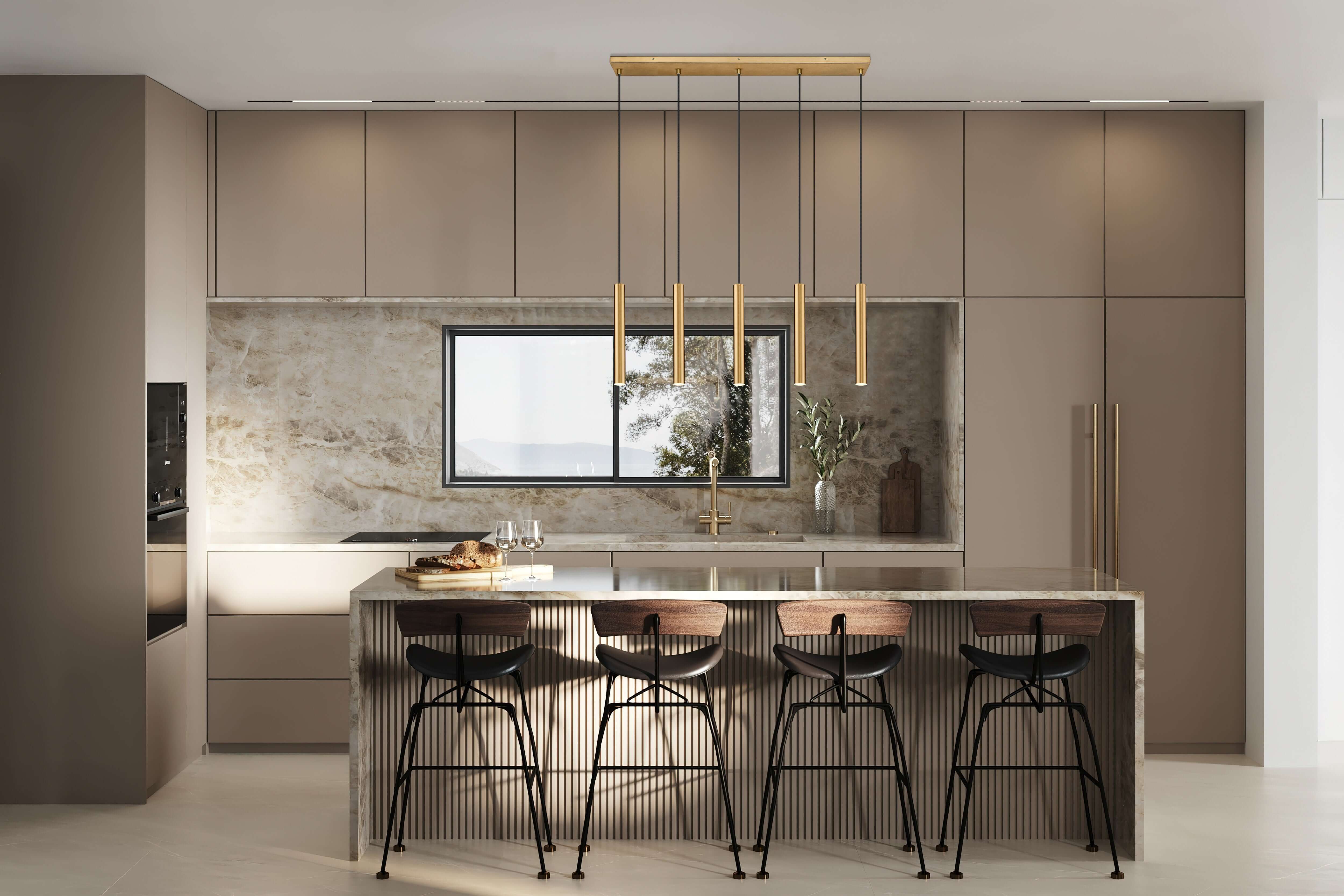 Forest LED 5 Light Linear Chandelier Modern Gold