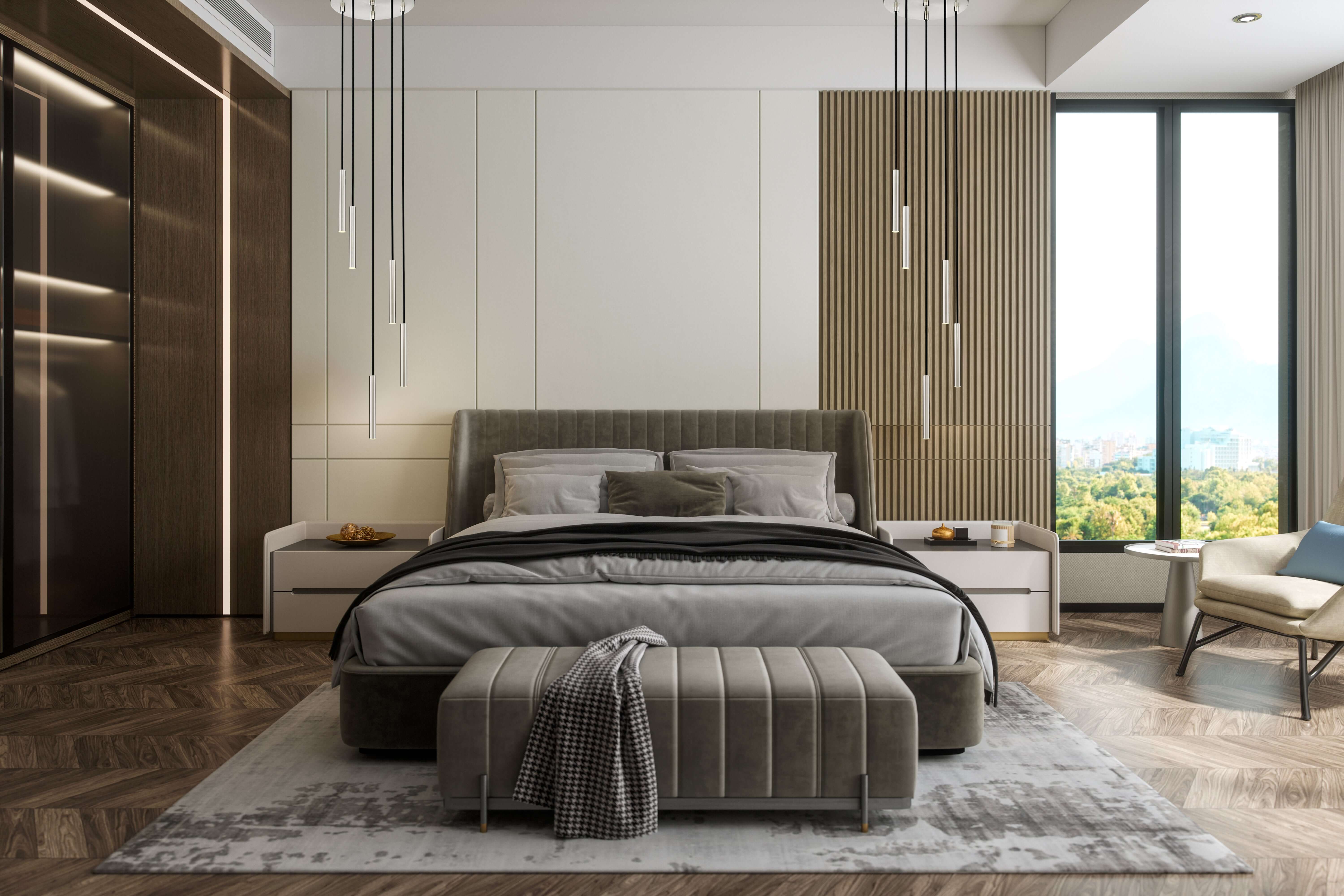 Forest LED 5 Light Chandelier Brushed Nickel