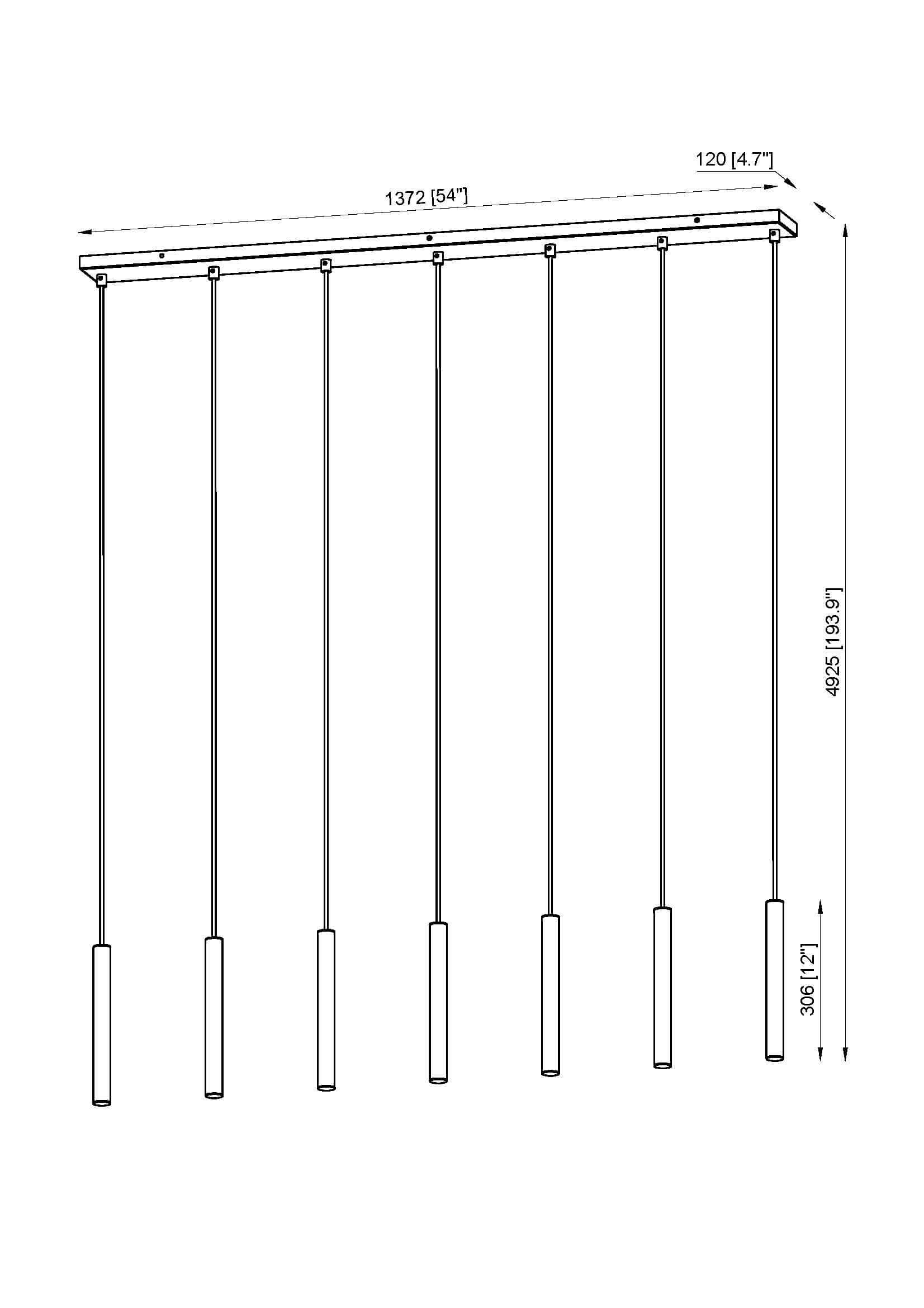 Forest LED 7 Light Linear Chandelier Matte Black