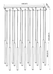 Forest LED 17 Light Linear Chandelier Brushed Nickel