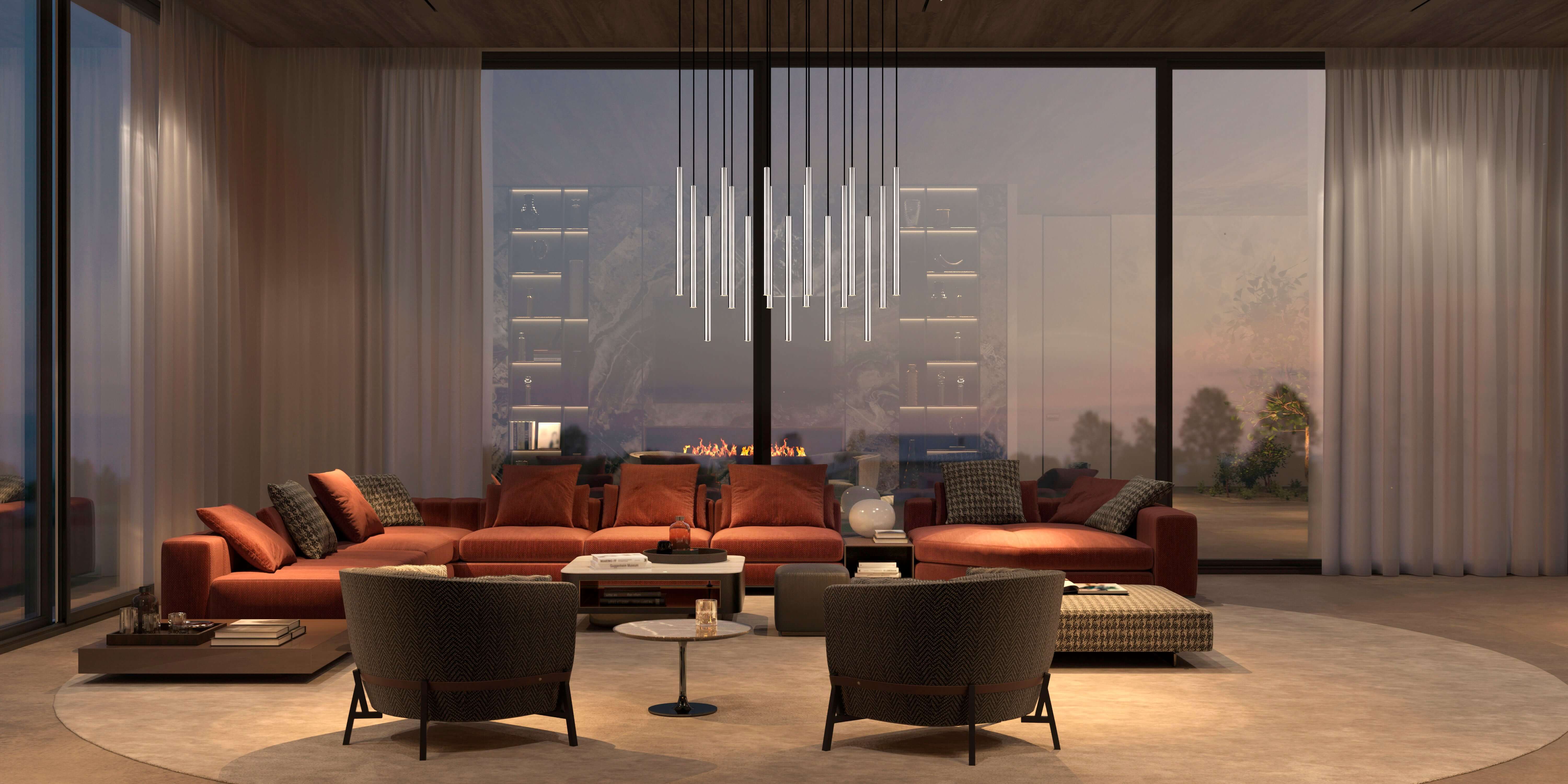 Forest LED 17 Light Linear Chandelier Brushed Nickel