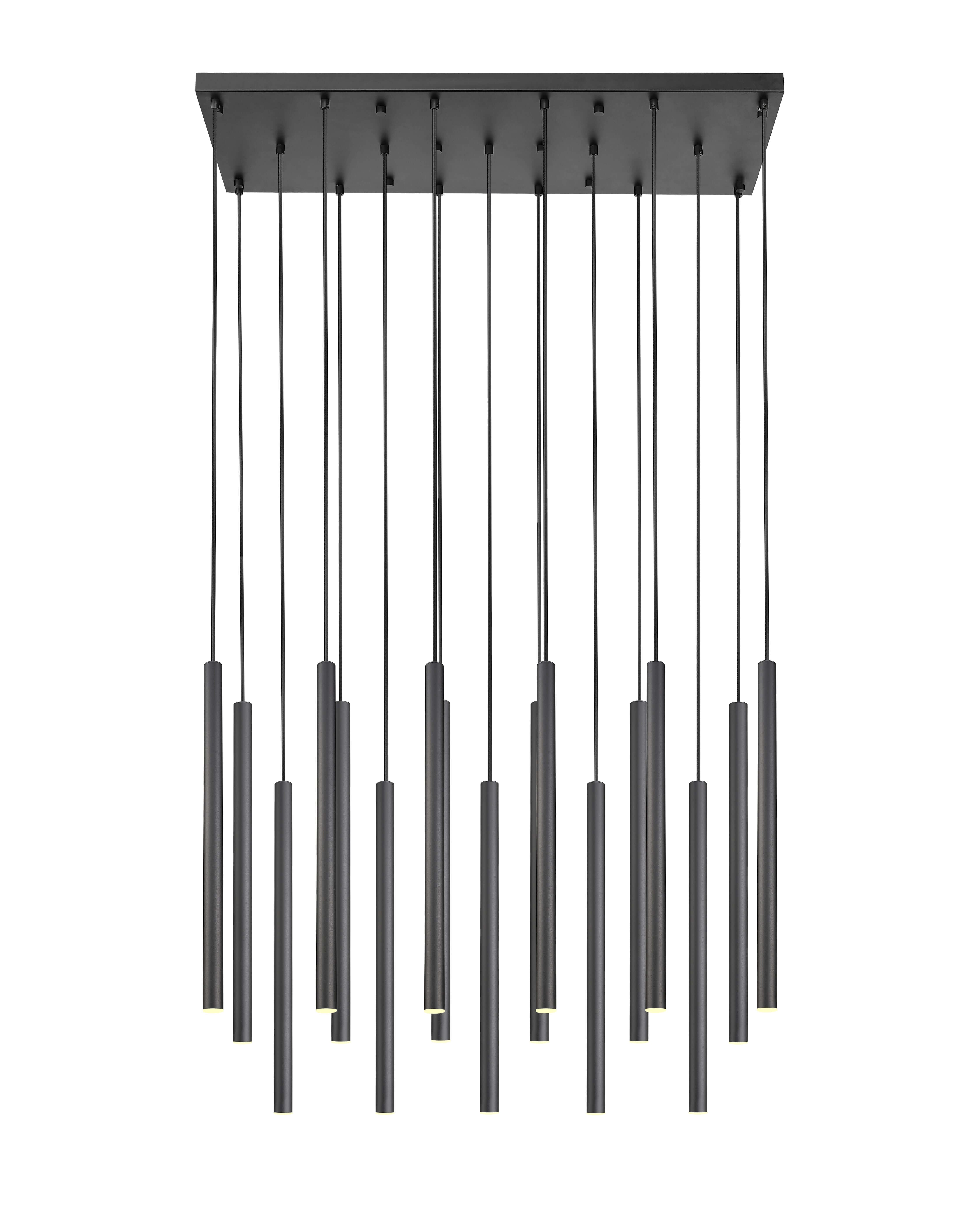 Forest LED 17 Light Linear Chandelier Matte Black