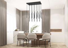 Forest LED 17 Light Linear Chandelier Matte Black