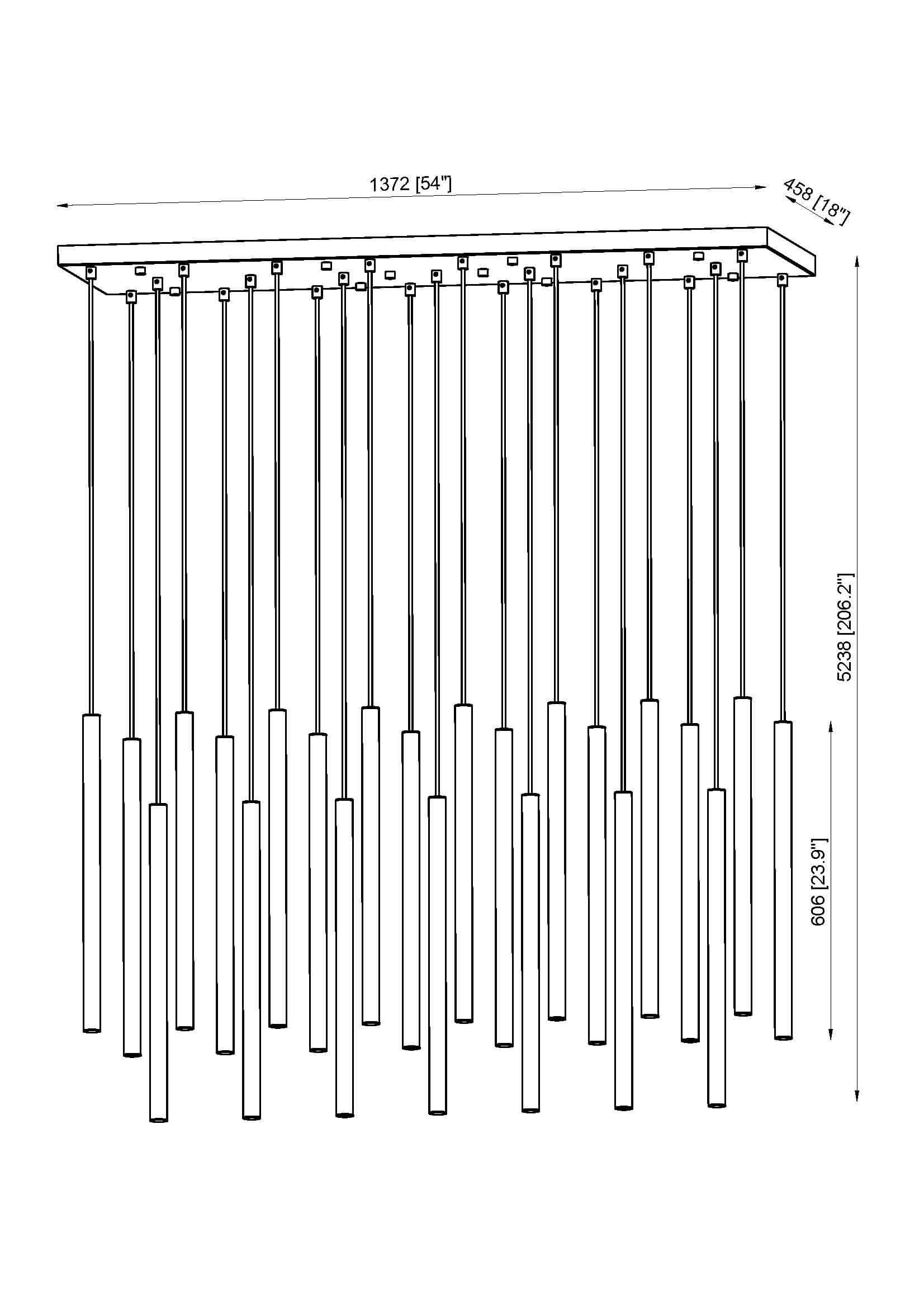 Forest LED 23 Light Linear Chandelier Matte Black