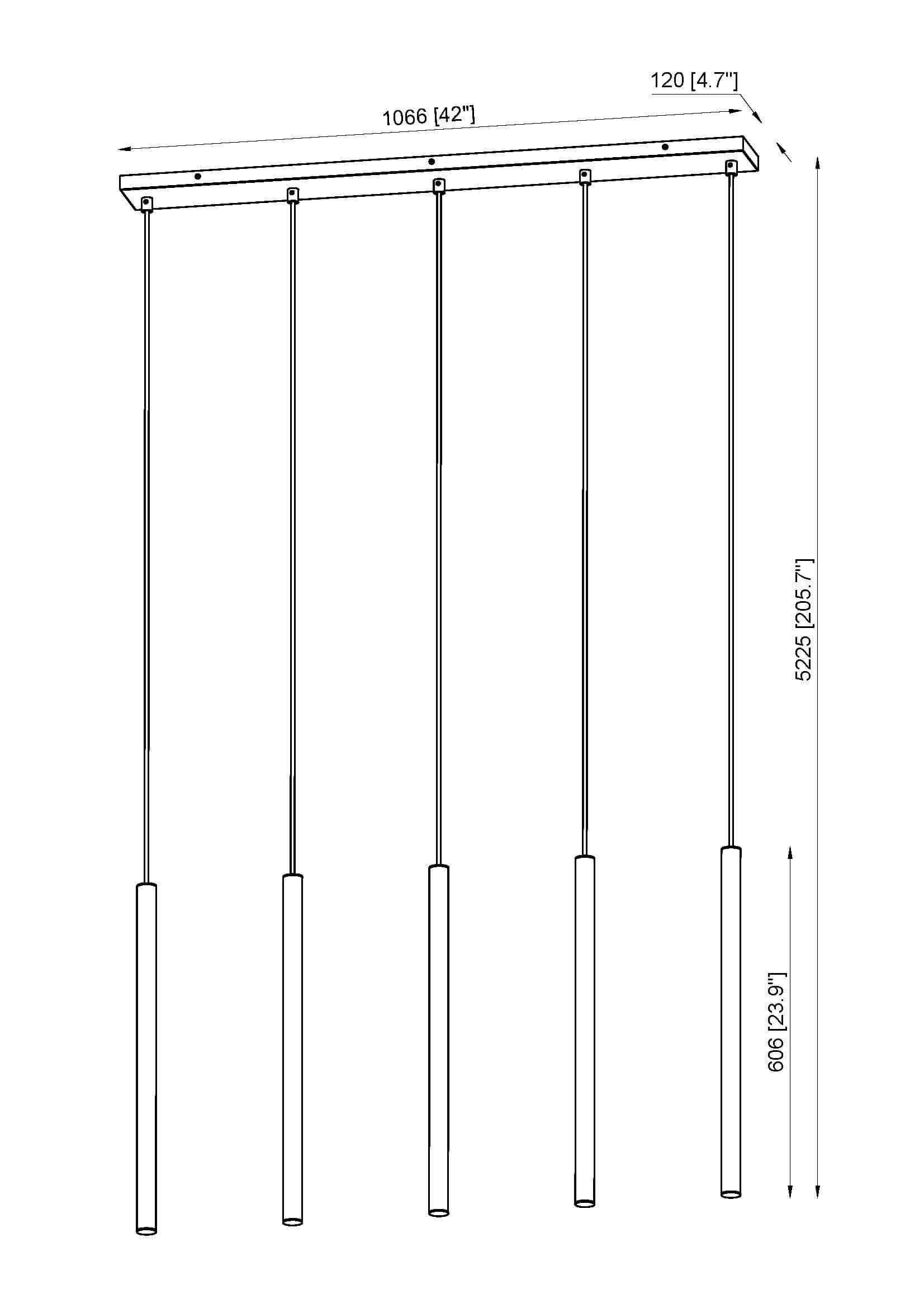 Forest LED 5 Light Linear Chandelier Brushed Nickel